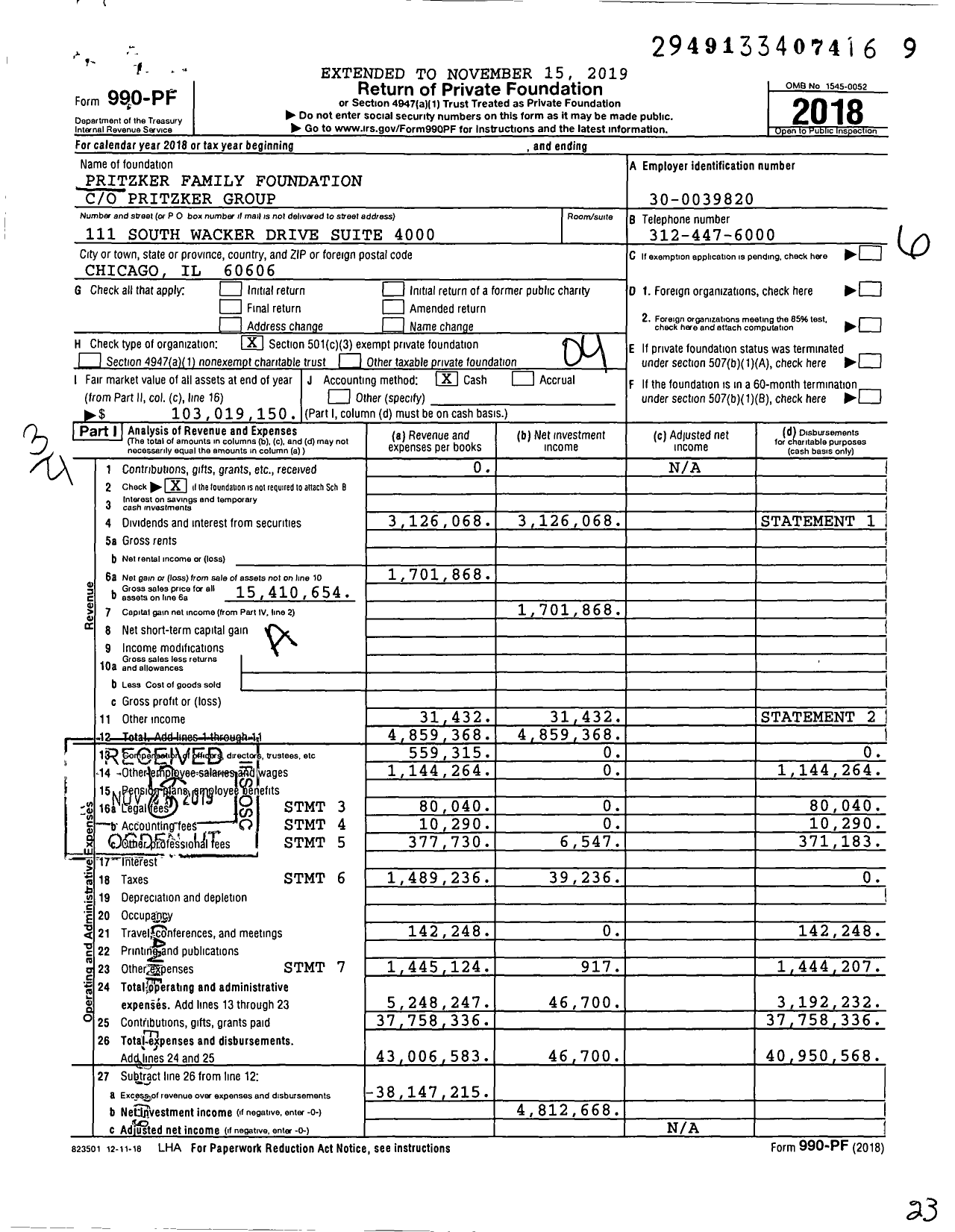 Image of first page of 2018 Form 990PF for Pritzker Traubert Family Foundation