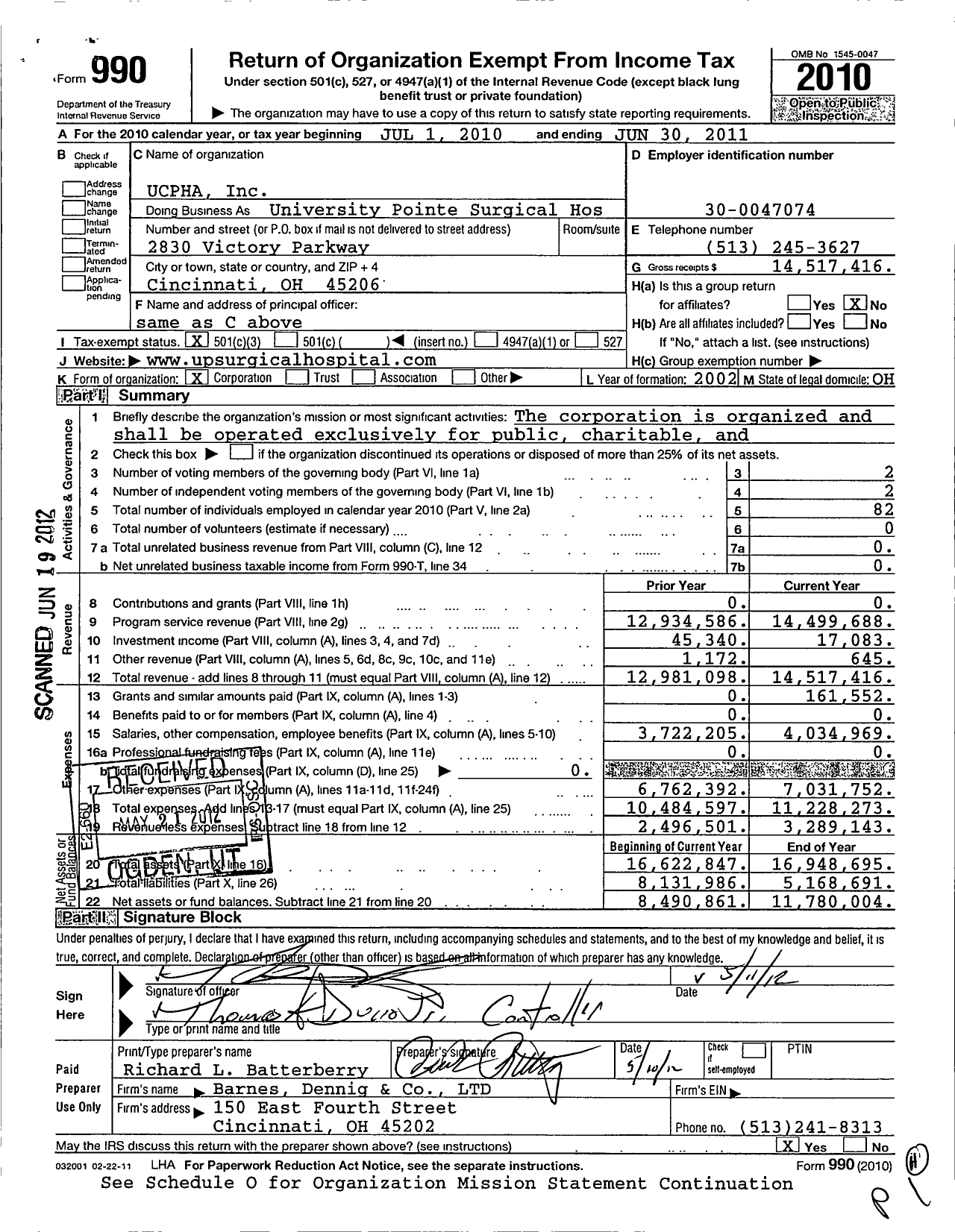 Image of first page of 2010 Form 990 for Ucpha