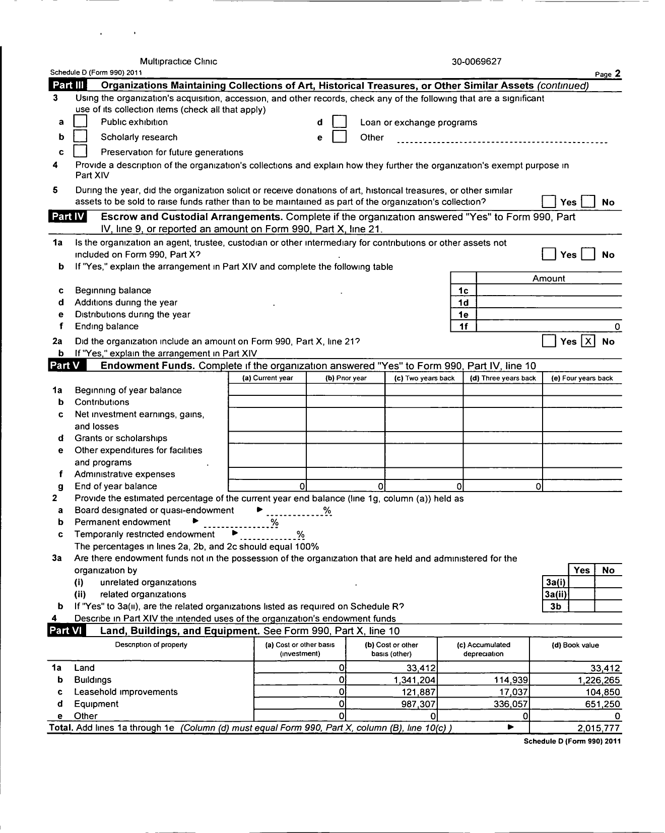 Image of first page of 2011 Form 990 for Multipractice Clinic