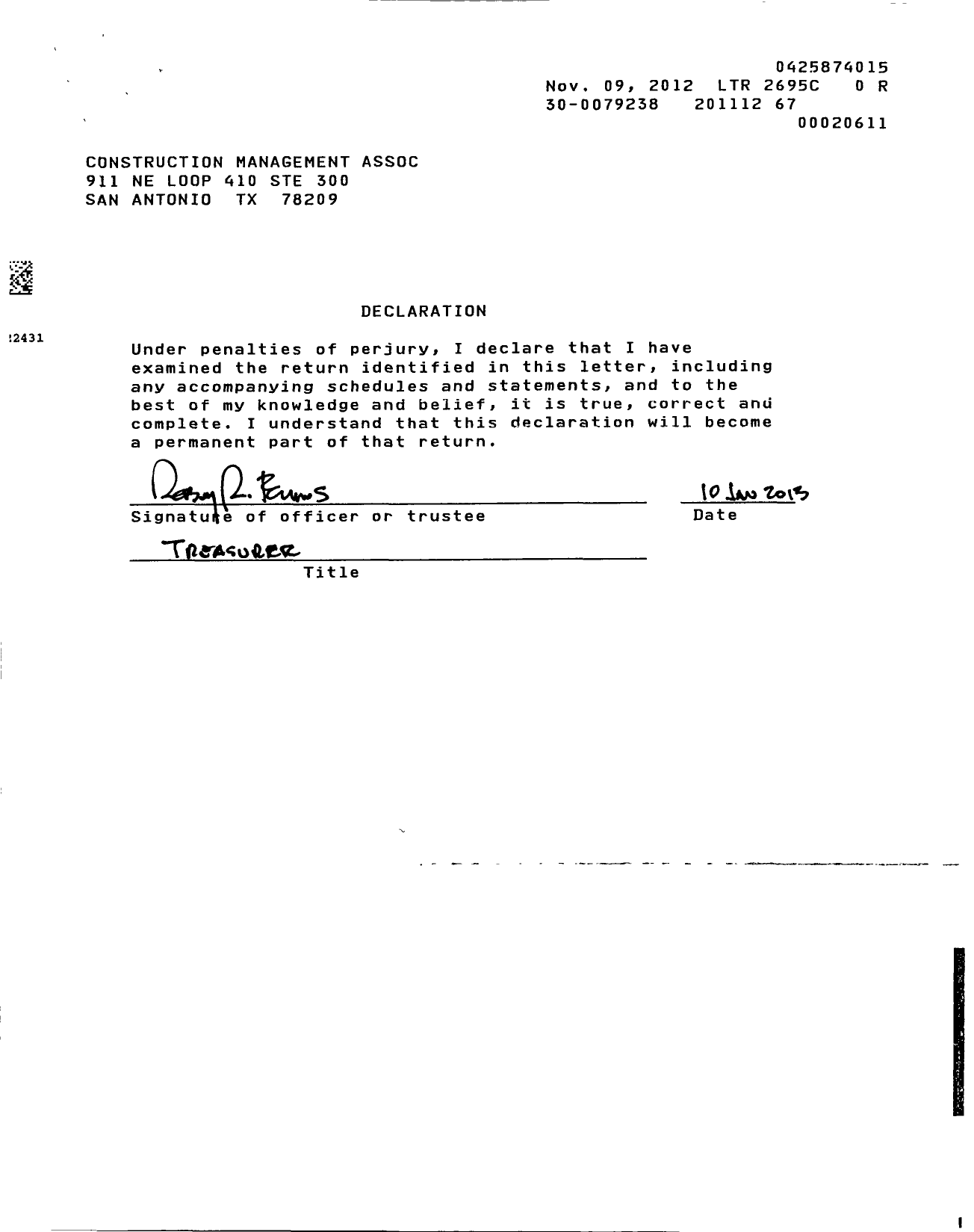 Image of first page of 2011 Form 990EOR for Construction Management Association of America / Cmaa South Central Texas Chapter