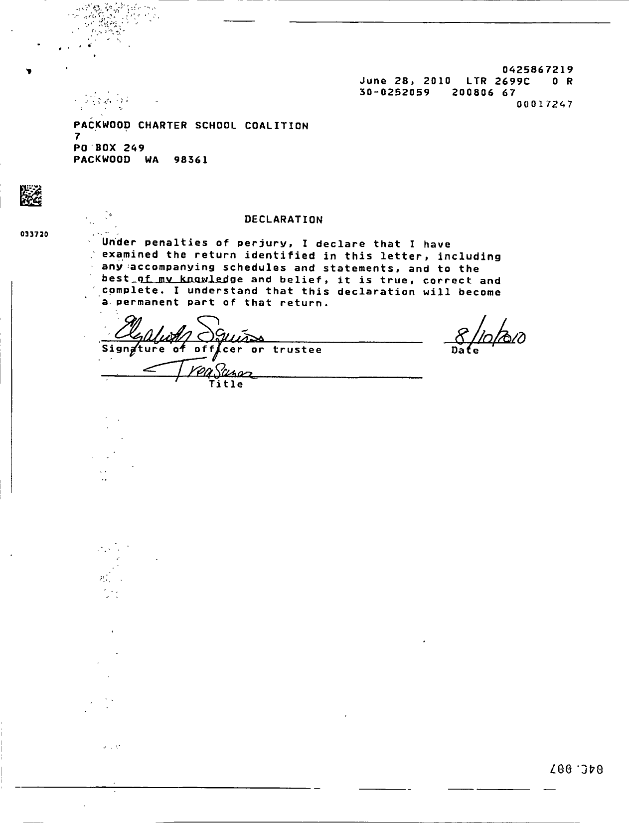 Image of first page of 2007 Form 990ER for Packwood Charter School Coalition