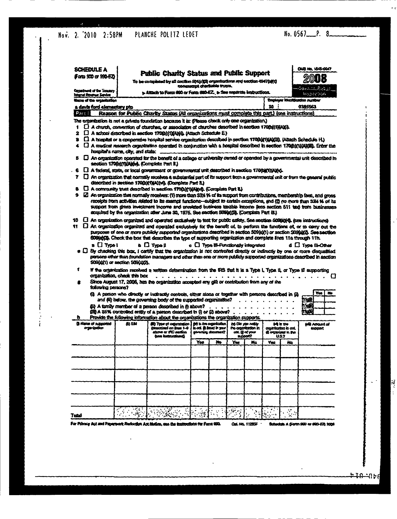 Image of first page of 2008 Form 990EZ for Cisd Educational Support Groups Ford Elementary School Pto