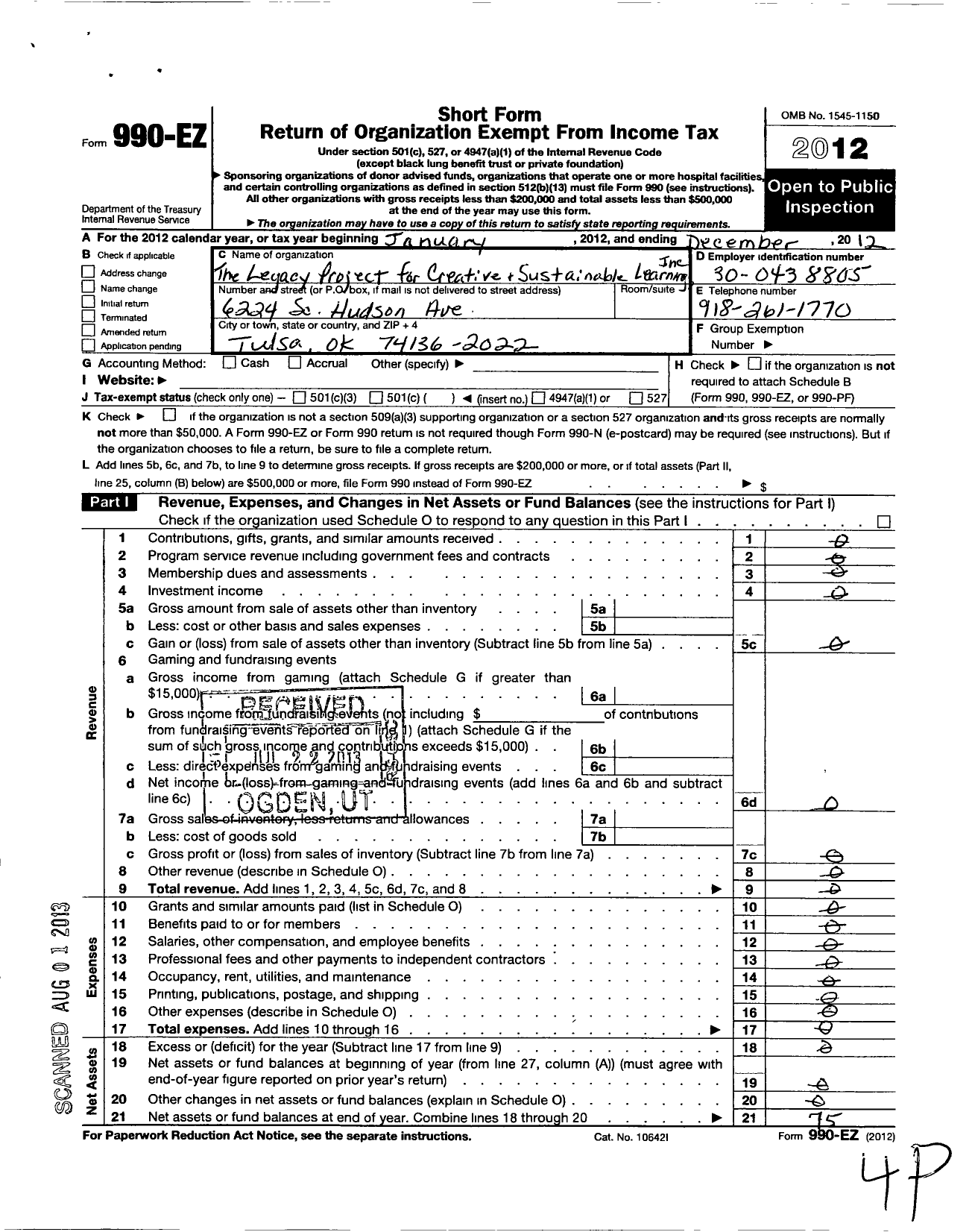 Image of first page of 2012 Form 990EO for Girls 101 Foundation