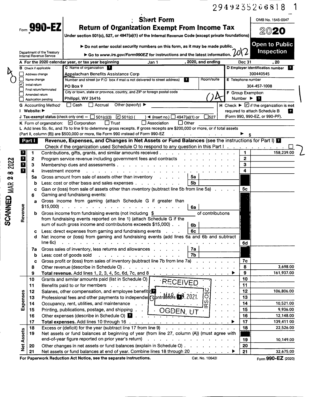 Image of first page of 2020 Form 990EO for KDC Income Management