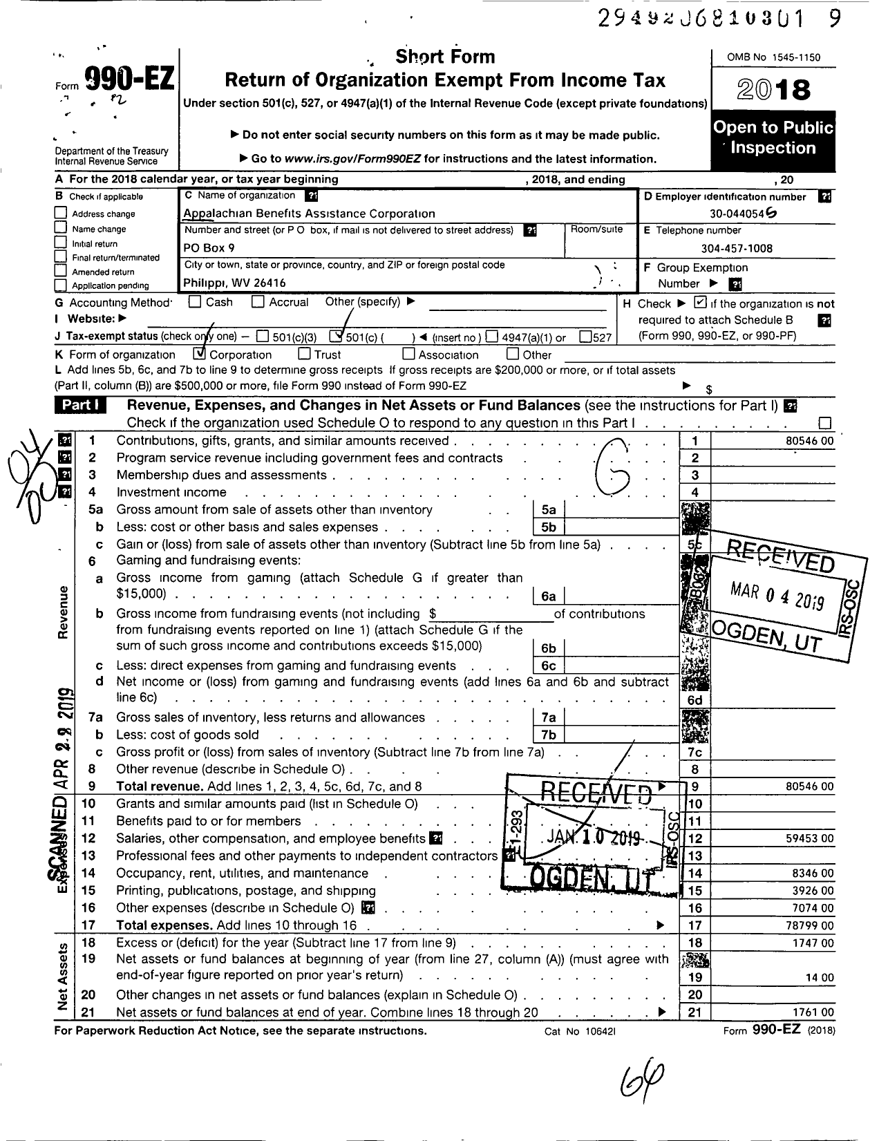 Image of first page of 2018 Form 990EO for KDC Income Management