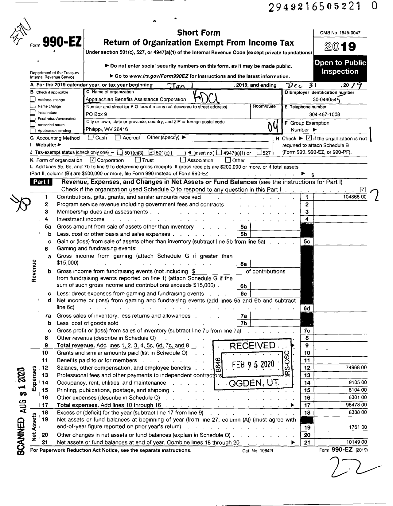 Image of first page of 2019 Form 990EO for KDC Income Management