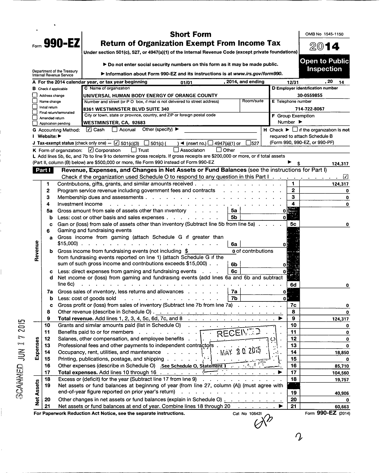 Image of first page of 2014 Form 990EZ for Journey Within Meditation