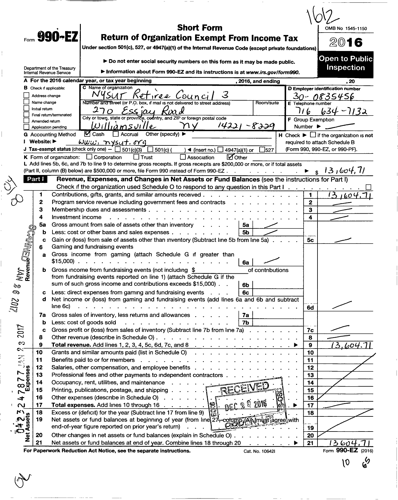 Image of first page of 2016 Form 990EO for American Federation of Teachers - 9503 03