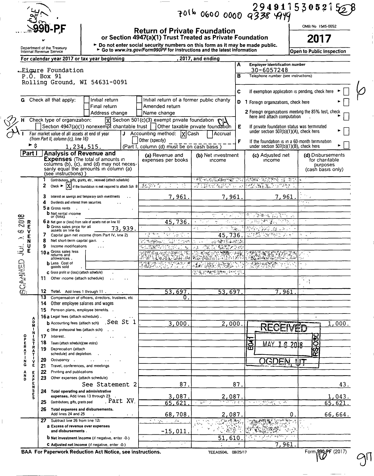 Image of first page of 2017 Form 990PF for Figure Foundation