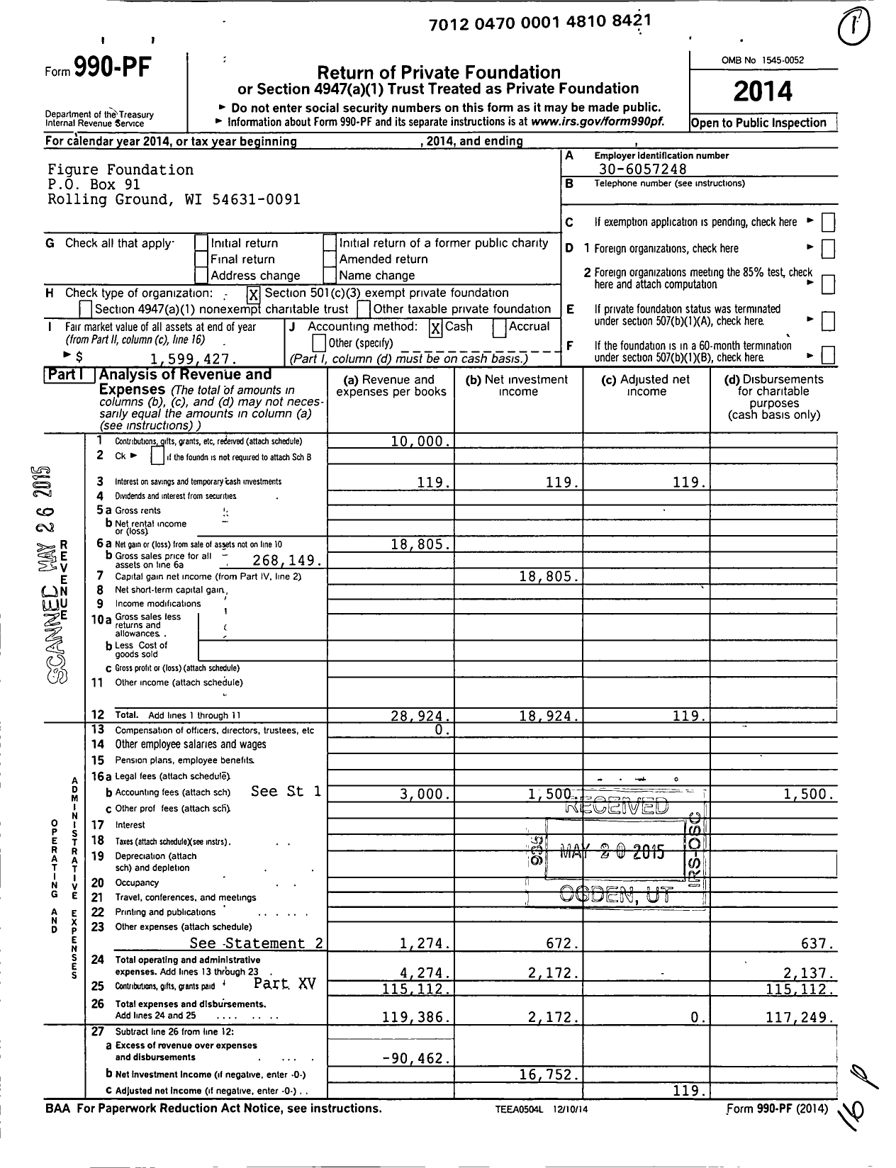 Image of first page of 2014 Form 990PF for Figure Foundation