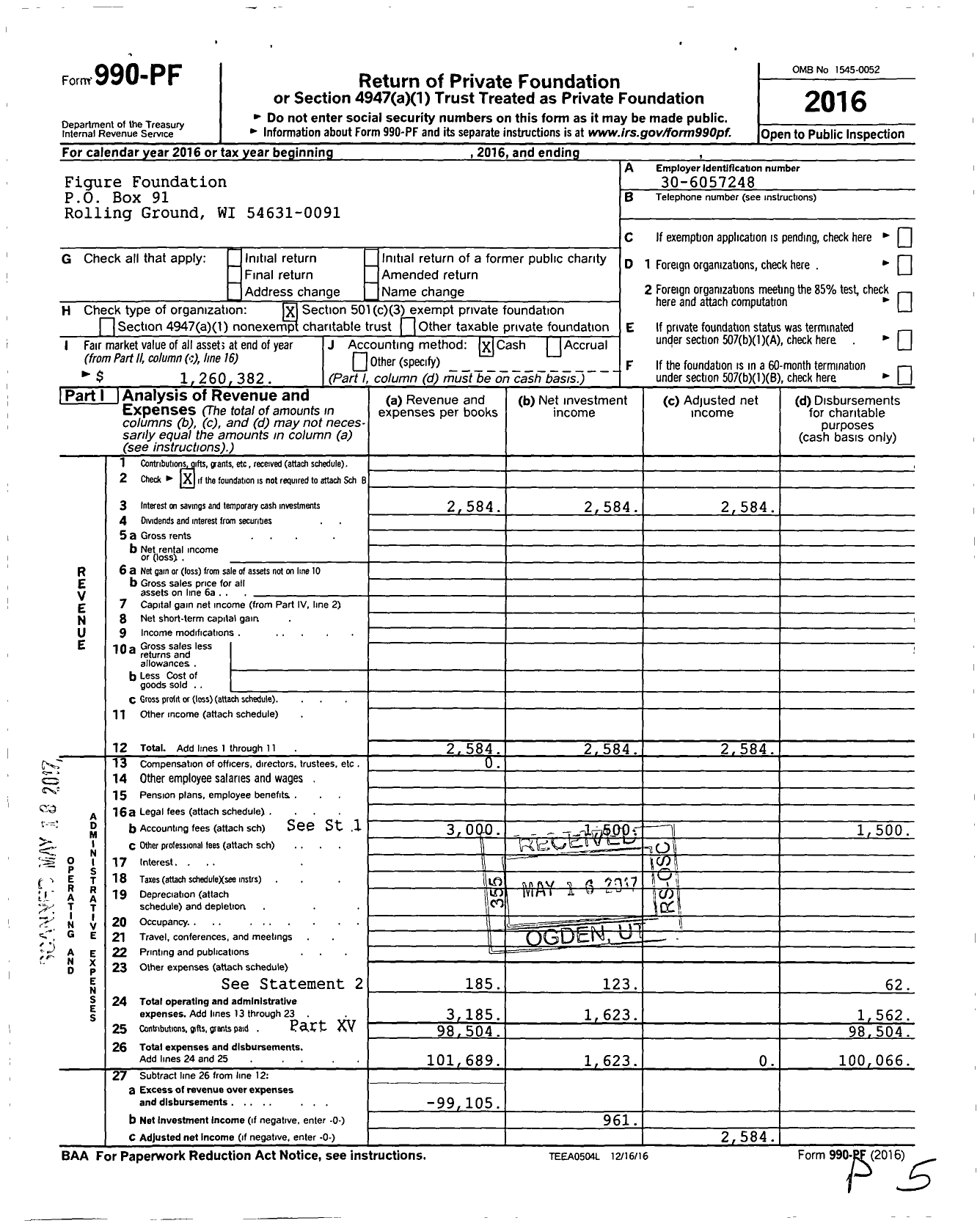 Image of first page of 2016 Form 990PF for Figure Foundation