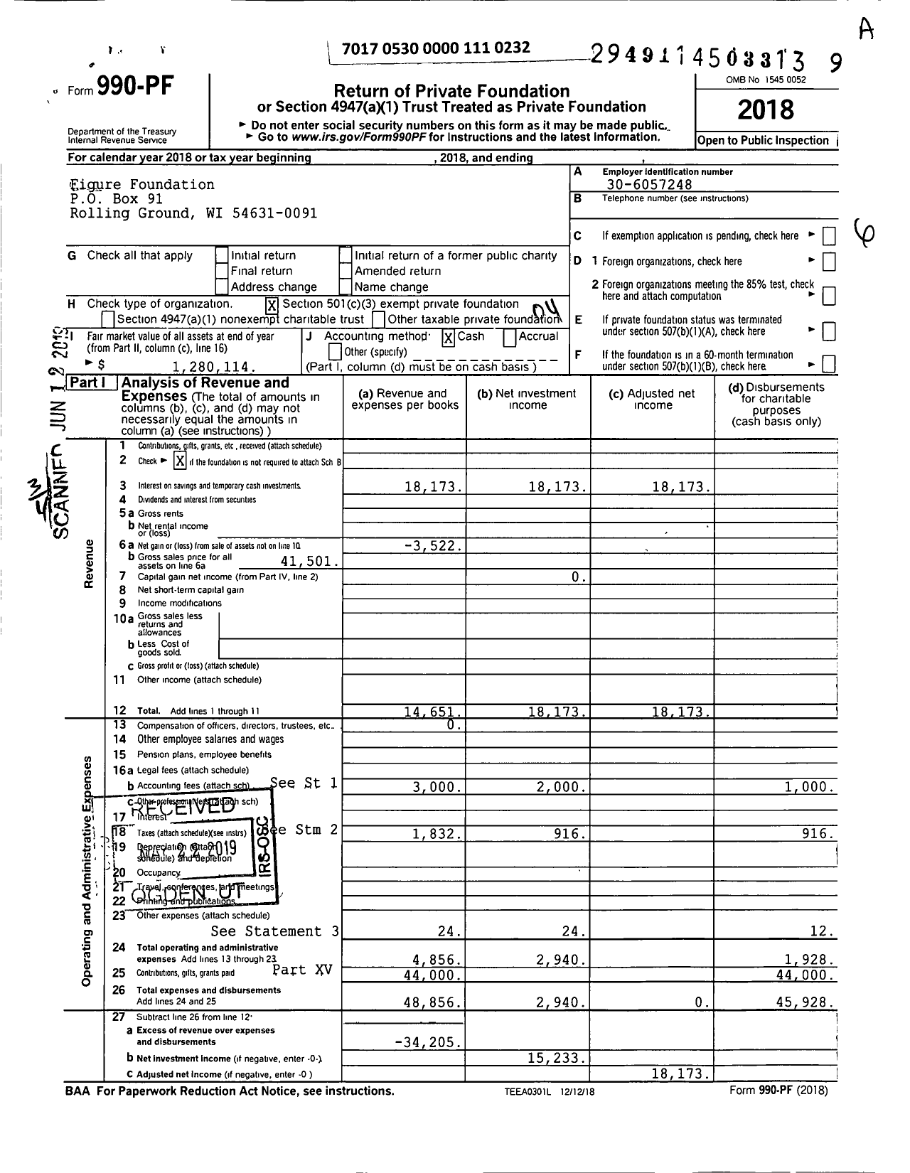 Image of first page of 2018 Form 990PF for Figure Foundation