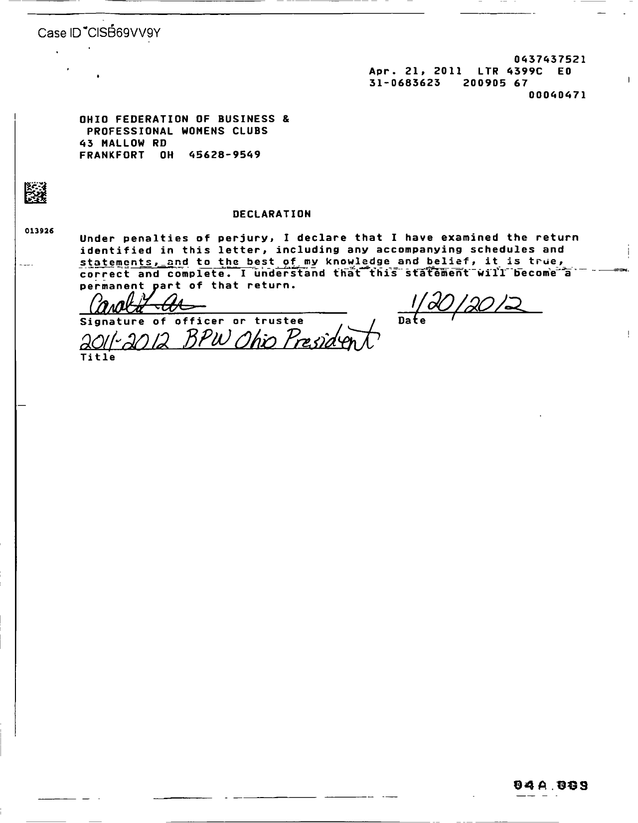 Image of first page of 2008 Form 990EOR for Ohio Federation of Business and Professional Womens Clubs