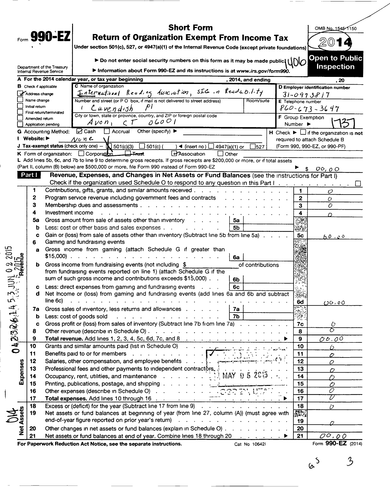 Image of first page of 2013 Form 990EZ for International Reading Association / Sig in Readability