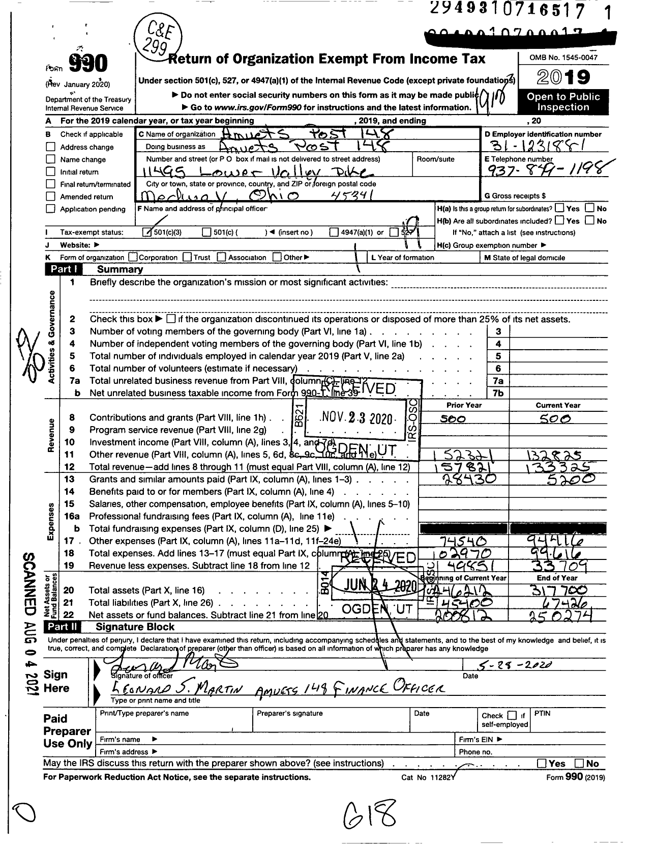 Image of first page of 2019 Form 990O for Amvets