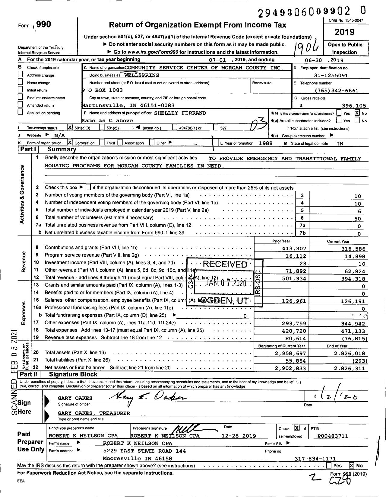 Image of first page of 2018 Form 990 for Wellspring / Community Service Center of Morgan Count