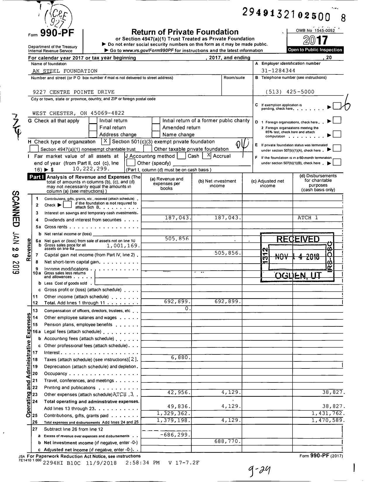Image of first page of 2017 Form 990PF for The Cleveland-Cliffs Foundation