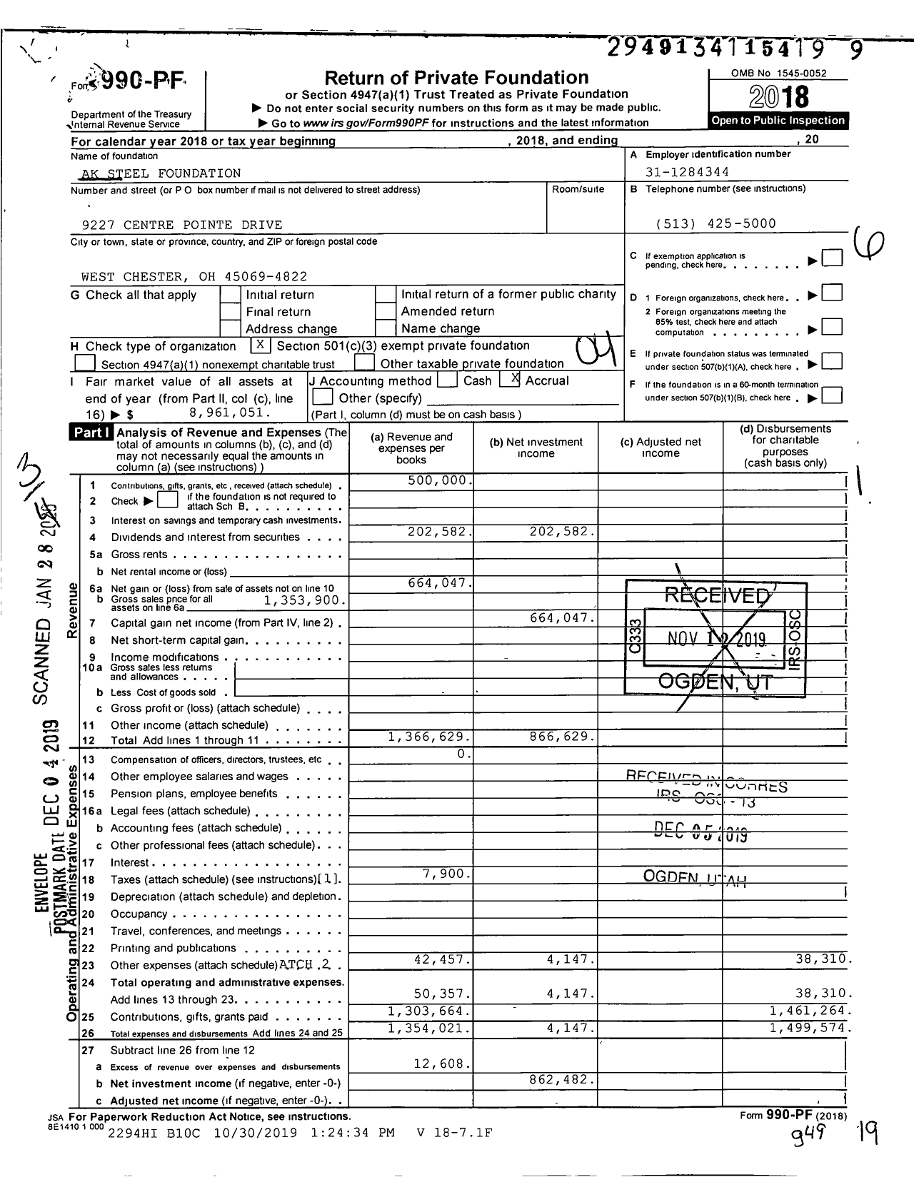 Image of first page of 2018 Form 990PF for The Cleveland-Cliffs Foundation