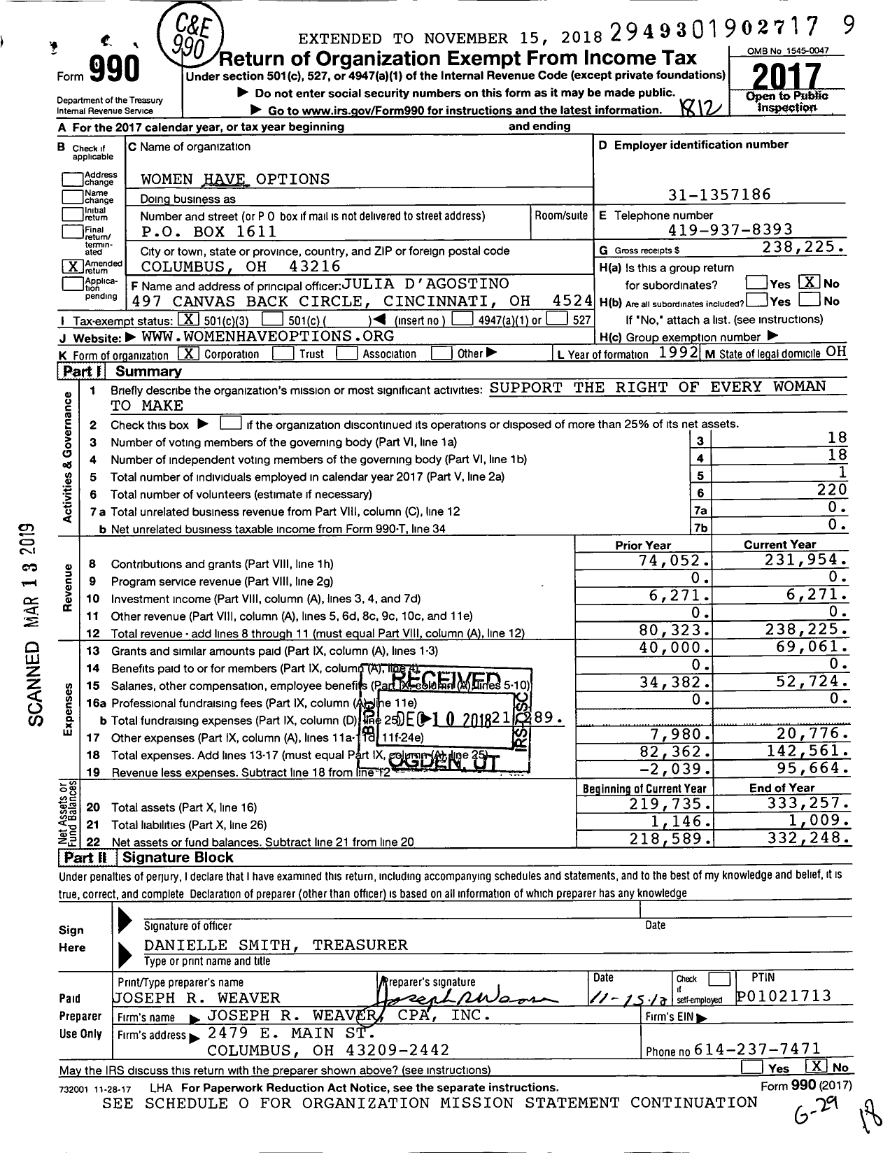 Image of first page of 2018 Form 990 for Abortion Fund of Ohio