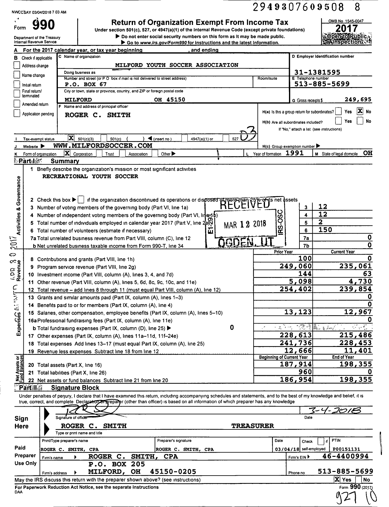 Image of first page of 2017 Form 990 for Nwccsay