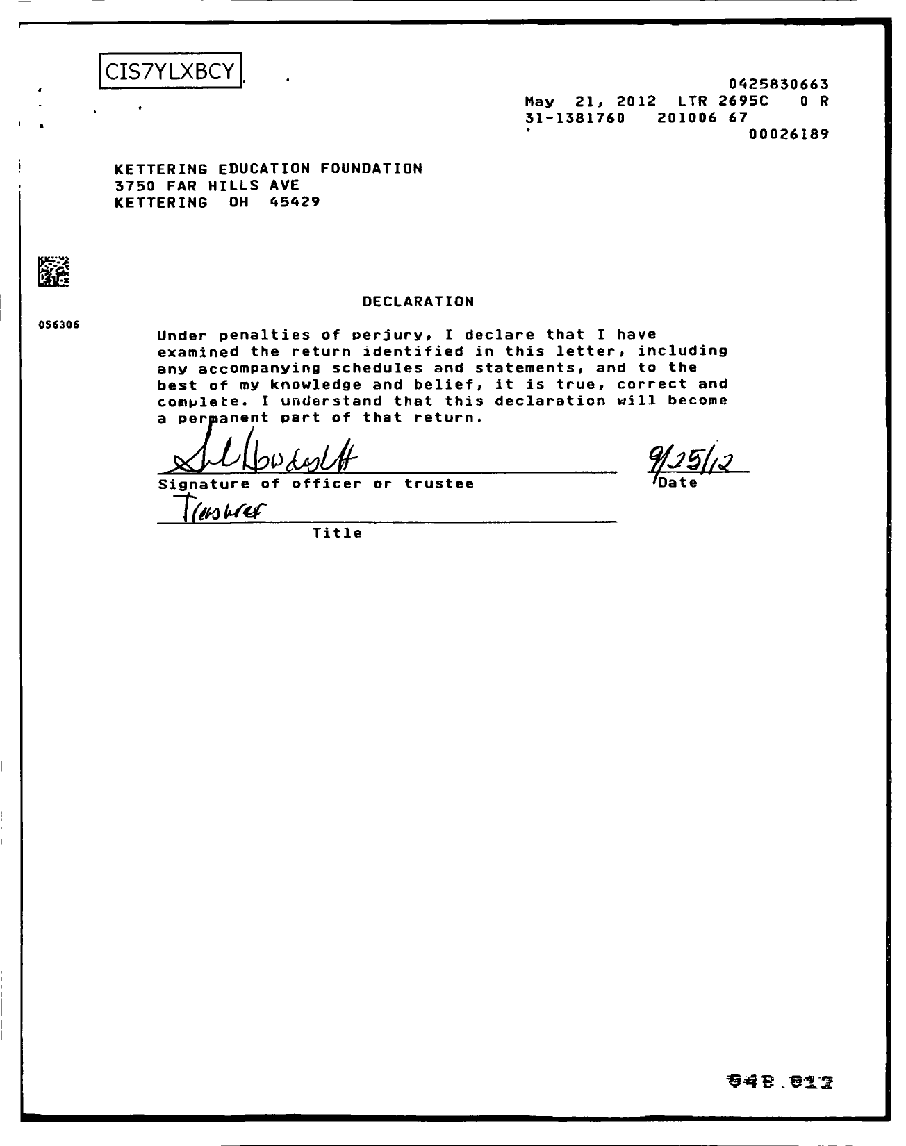 Image of first page of 2009 Form 990ER for Kettering Education Foundation
