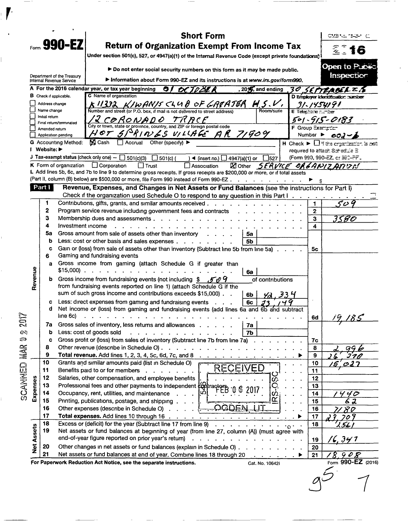 Image of first page of 2015 Form 990EO for Kiwanis International