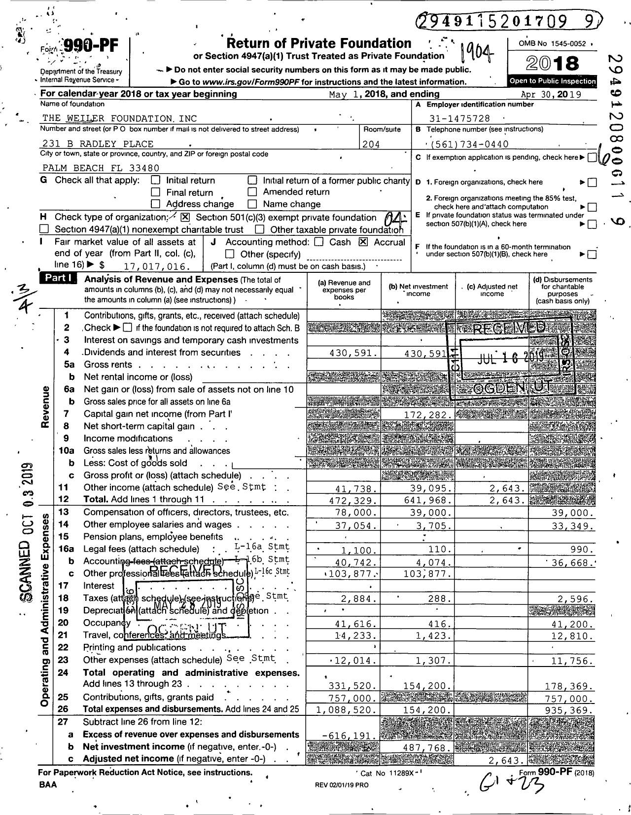 Image of first page of 2018 Form 990PF for The Burnap Foundation