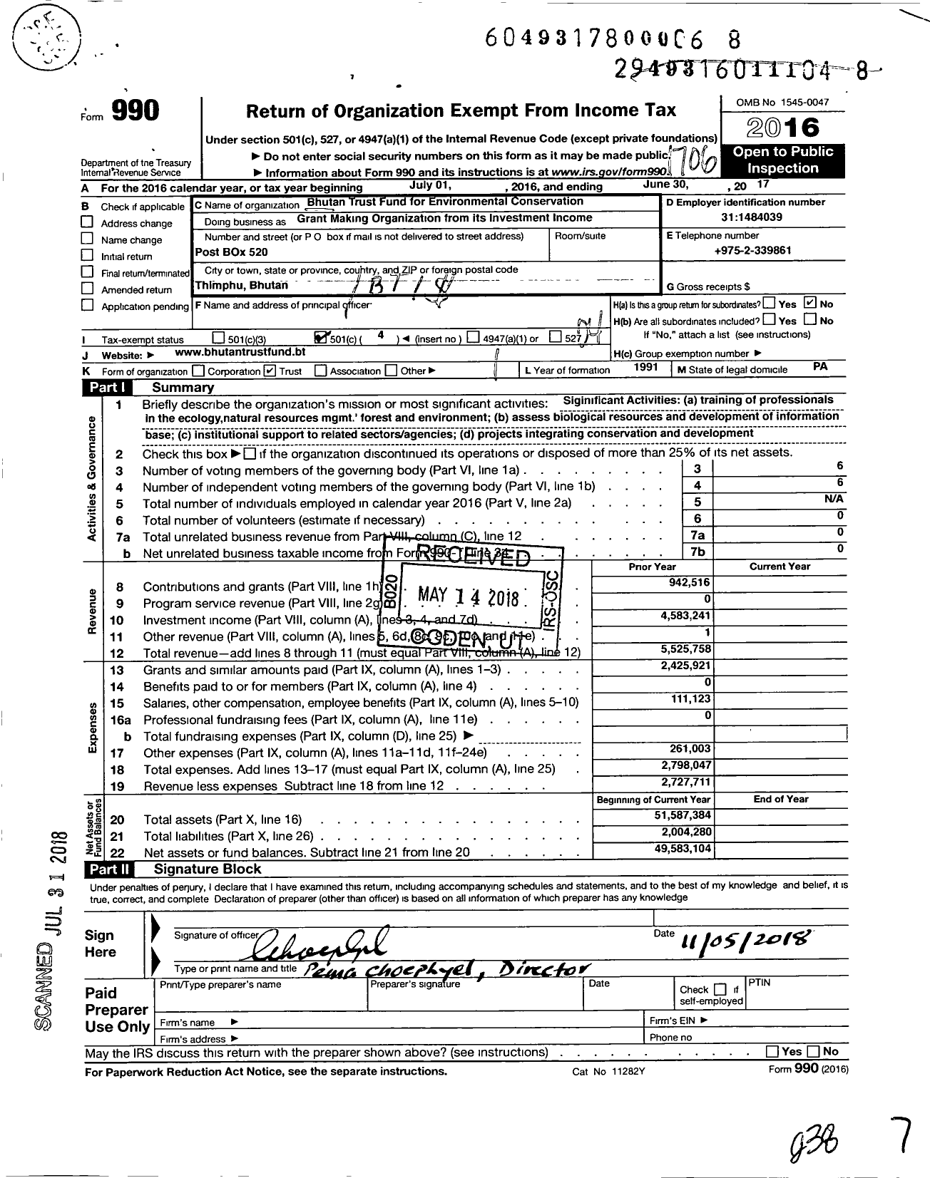 Image of first page of 2016 Form 990O for Grant Making Org From Invest