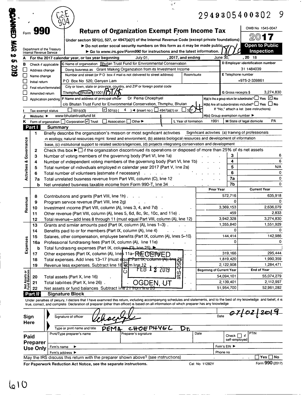 Image of first page of 2017 Form 990O for Grant Making Org From Invest