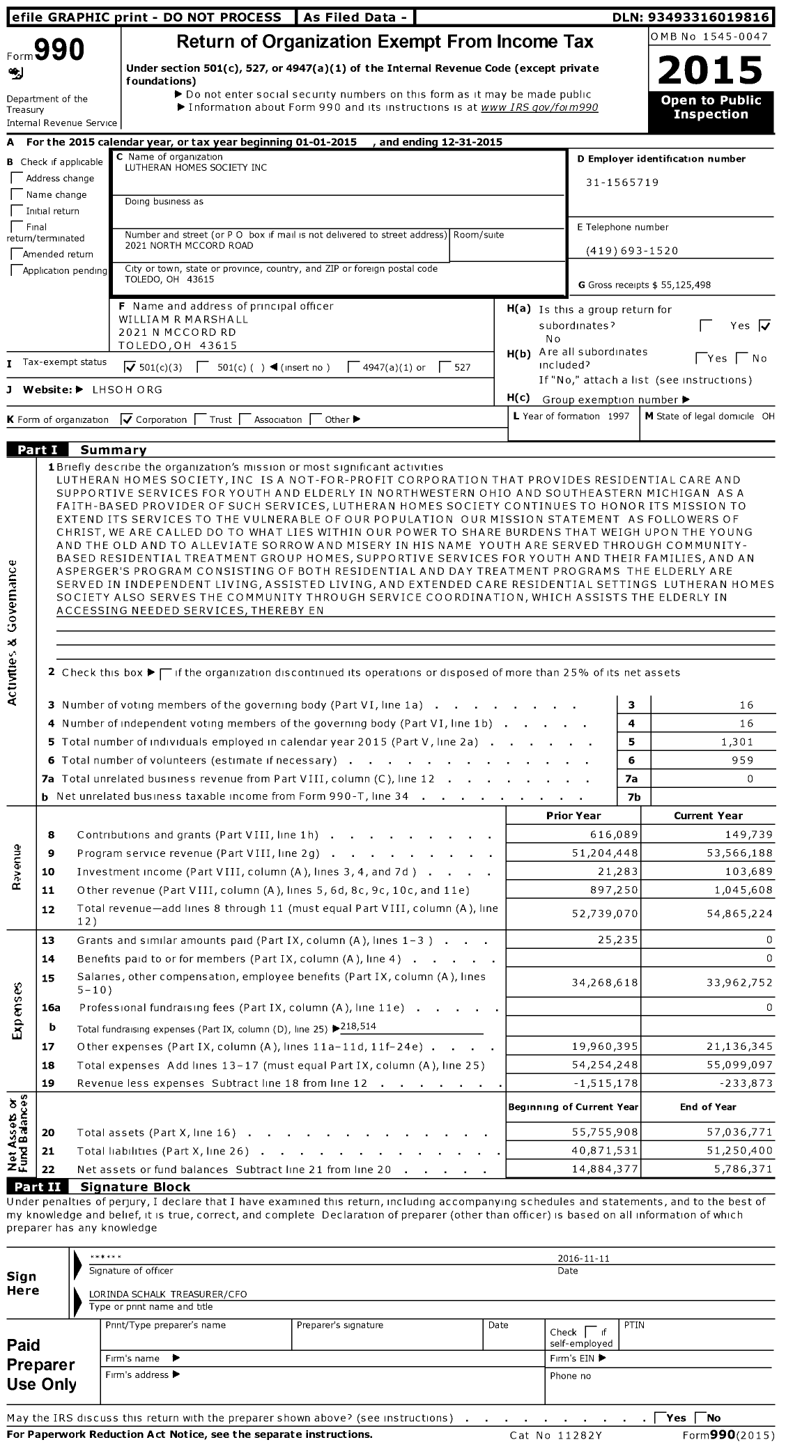 Image of first page of 2015 Form 990 for Genacross Lutheran Services
