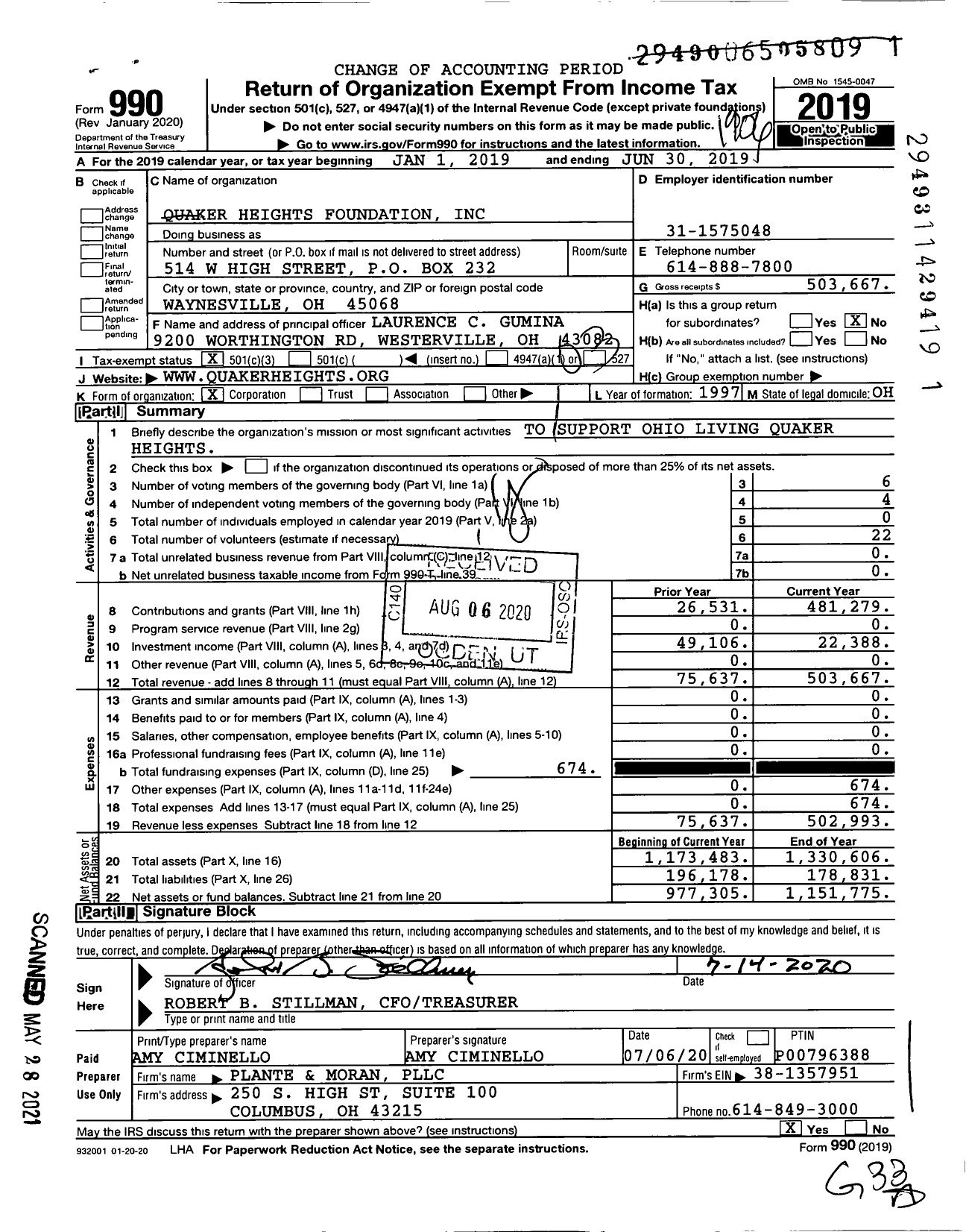 Image of first page of 2018 Form 990 for Quaker Heights Foundation