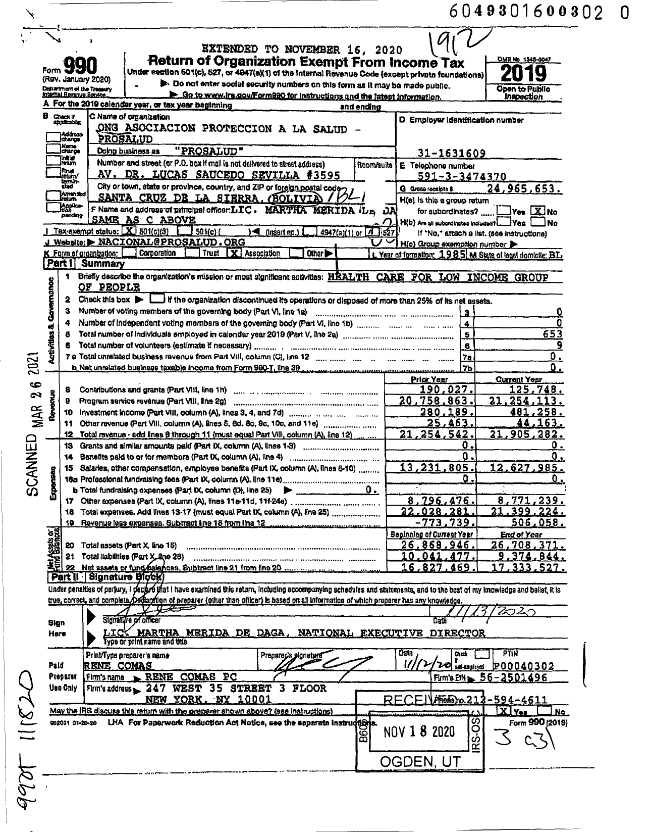 Image of first page of 2019 Form 990 for Prosalud (Prosalud)