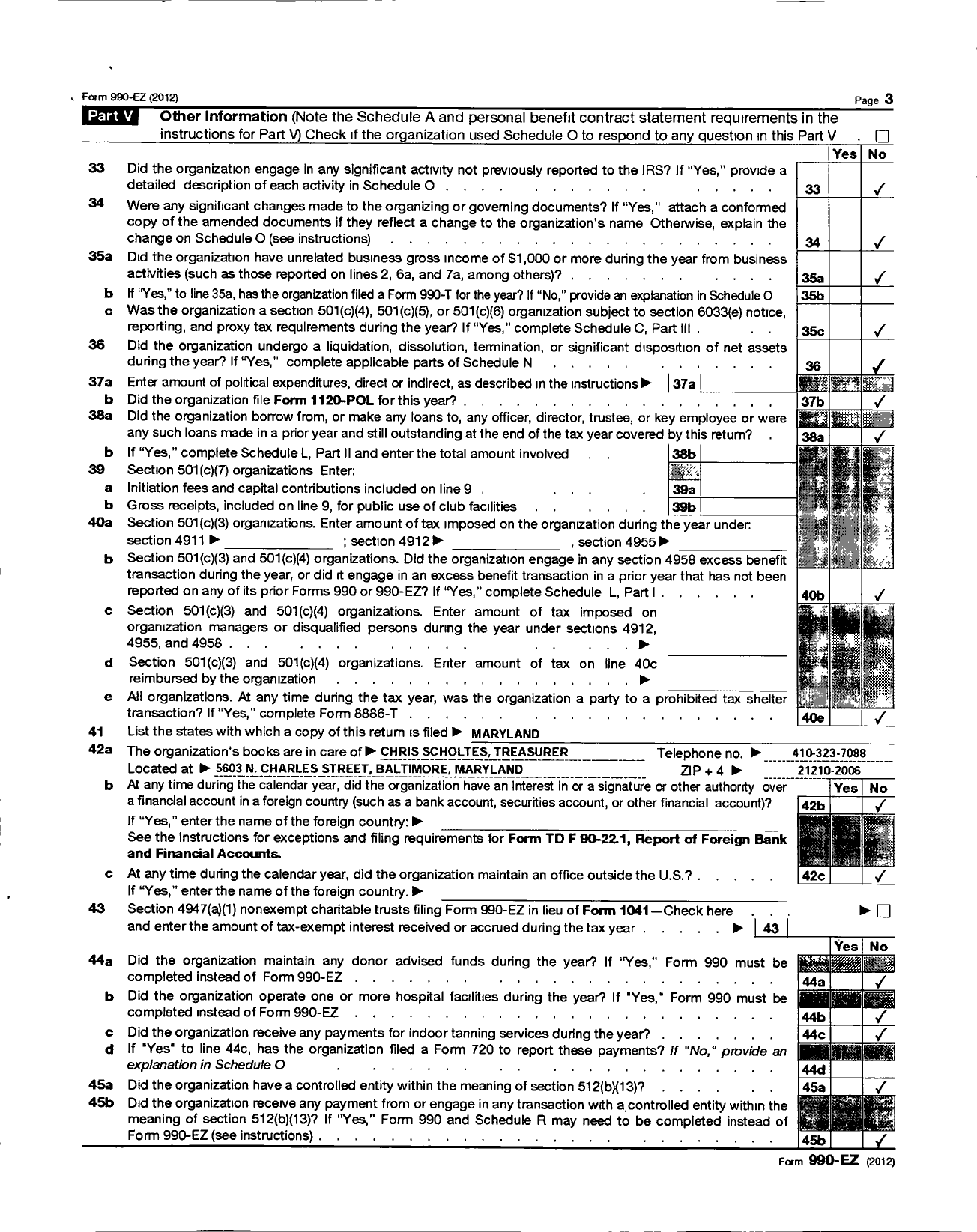 Image of first page of 2012 Form 990EZ for Homeland Community Foundation