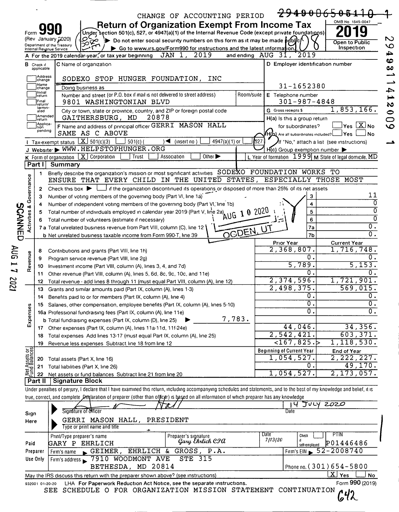 Image of first page of 2018 Form 990 for Sodexo Stop Hunger Foundation