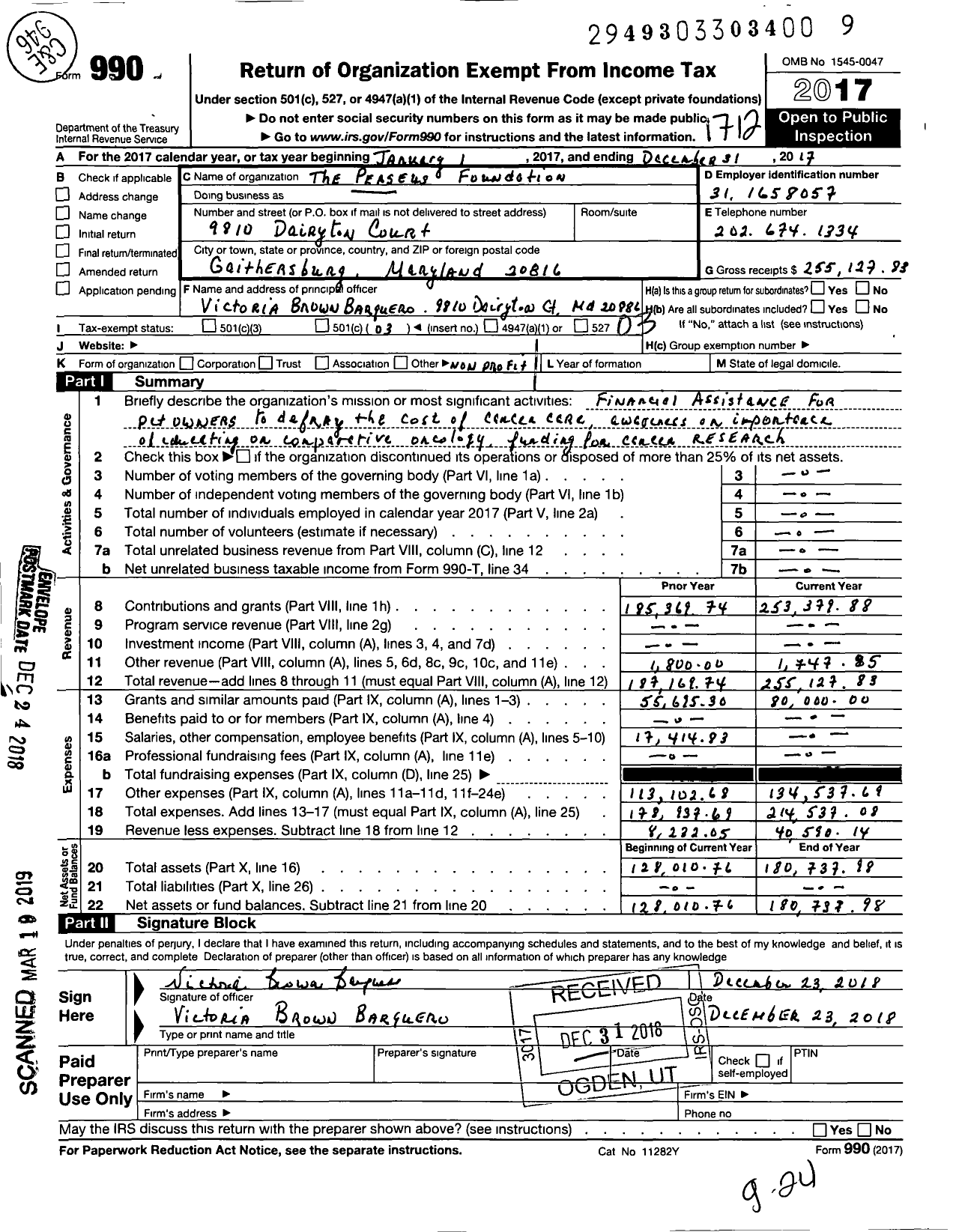 Image of first page of 2017 Form 990 for The Perseus Foundation