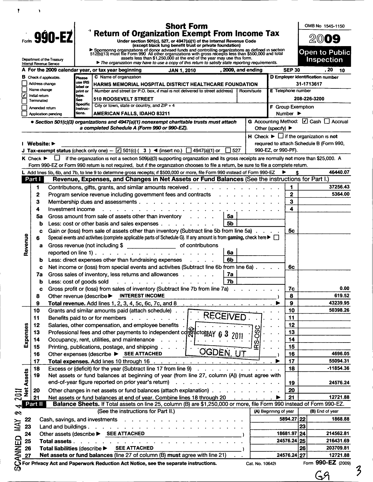 Image of first page of 2009 Form 990EZ for PCHD Foundation Incorporated