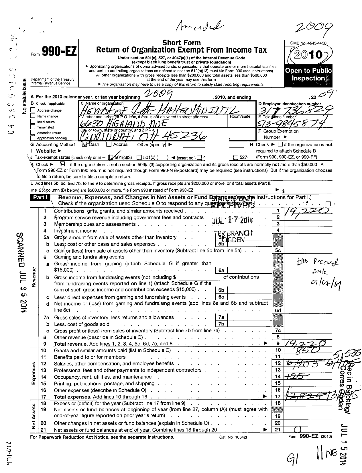 Image of first page of 2008 Form 990EZ for Heart of the Matter Ministries International