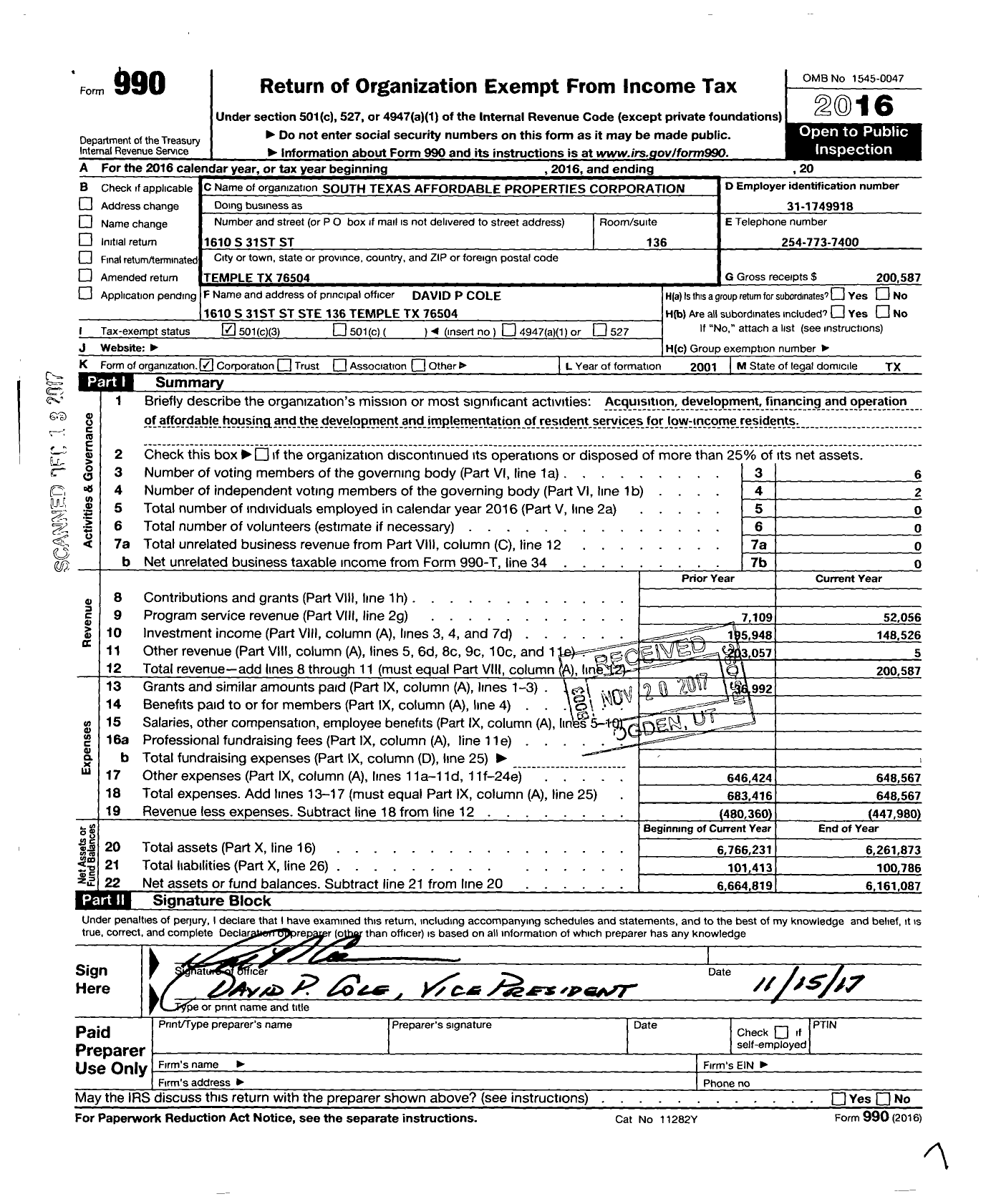 Image of first page of 2016 Form 990 for National Community Finance Corporation