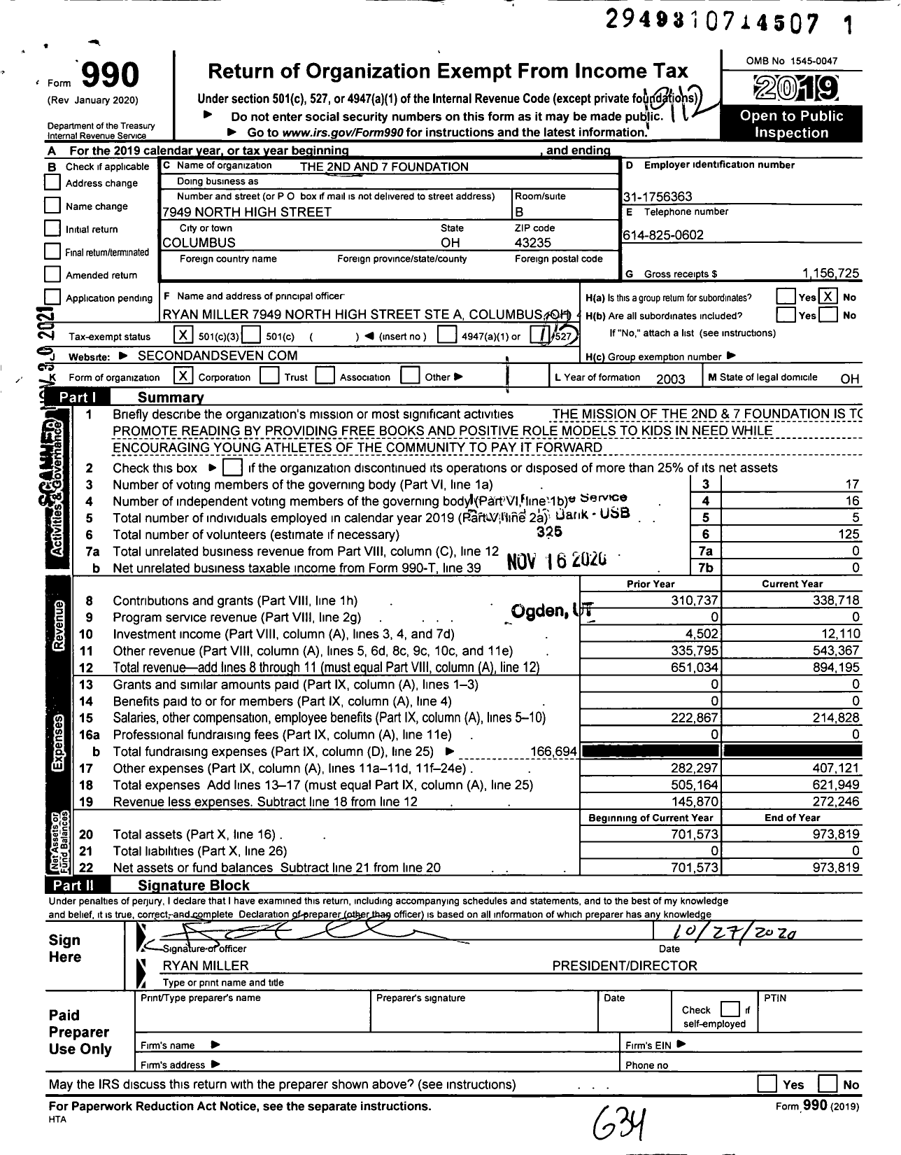 Image of first page of 2019 Form 990 for 2nd and 7