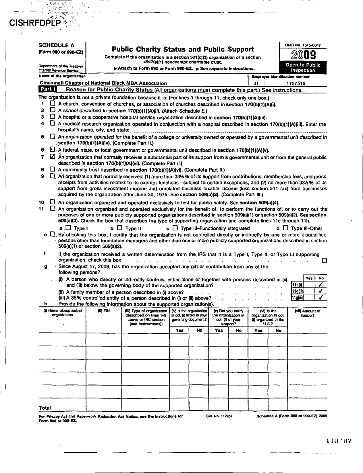 Image of first page of 2009 Form 990ER for National Black MBA Association Cincinnati Chapter