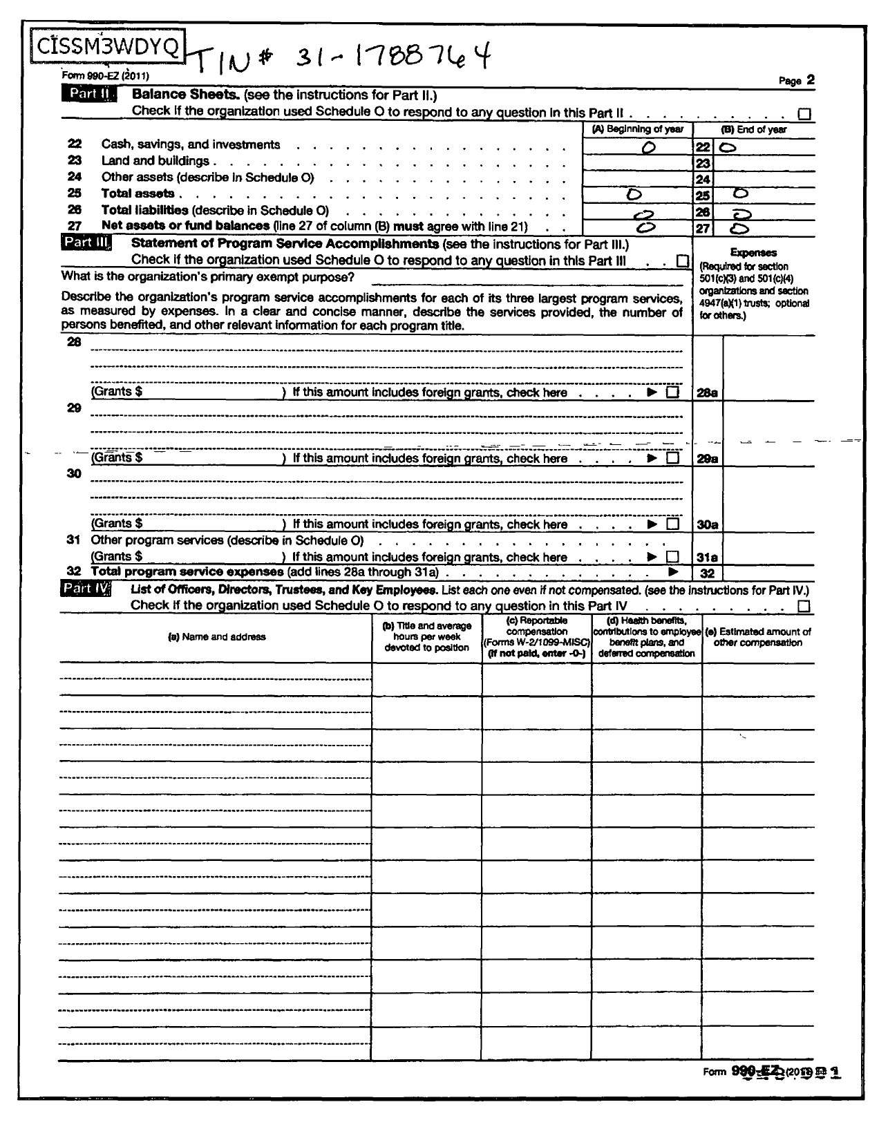 Image of first page of 2011 Form 990ER for Asian Pacific American Internal Revenue Employees / Aspire