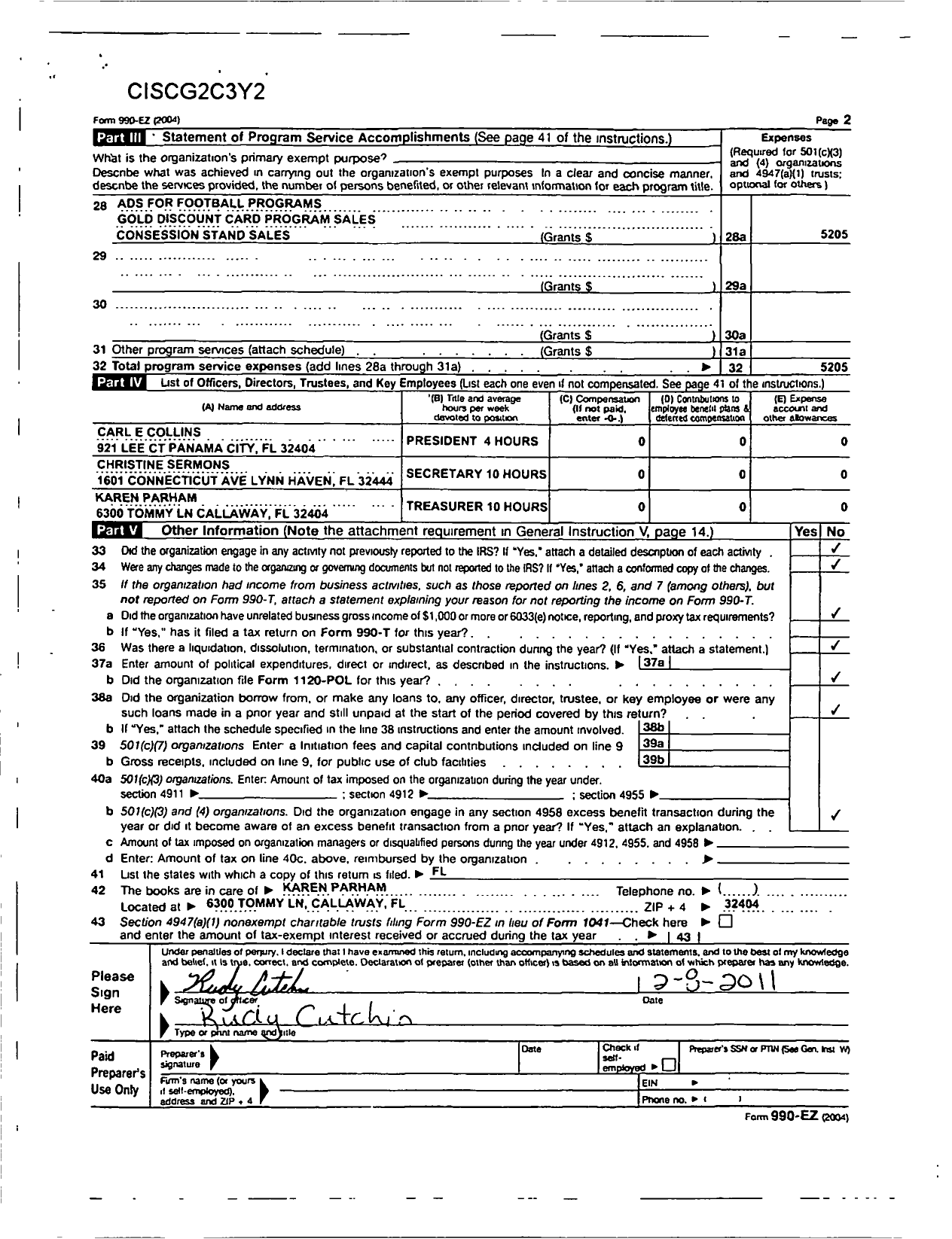 Image of first page of 2004 Form 990R for Rutherford Rams Quarterback Club