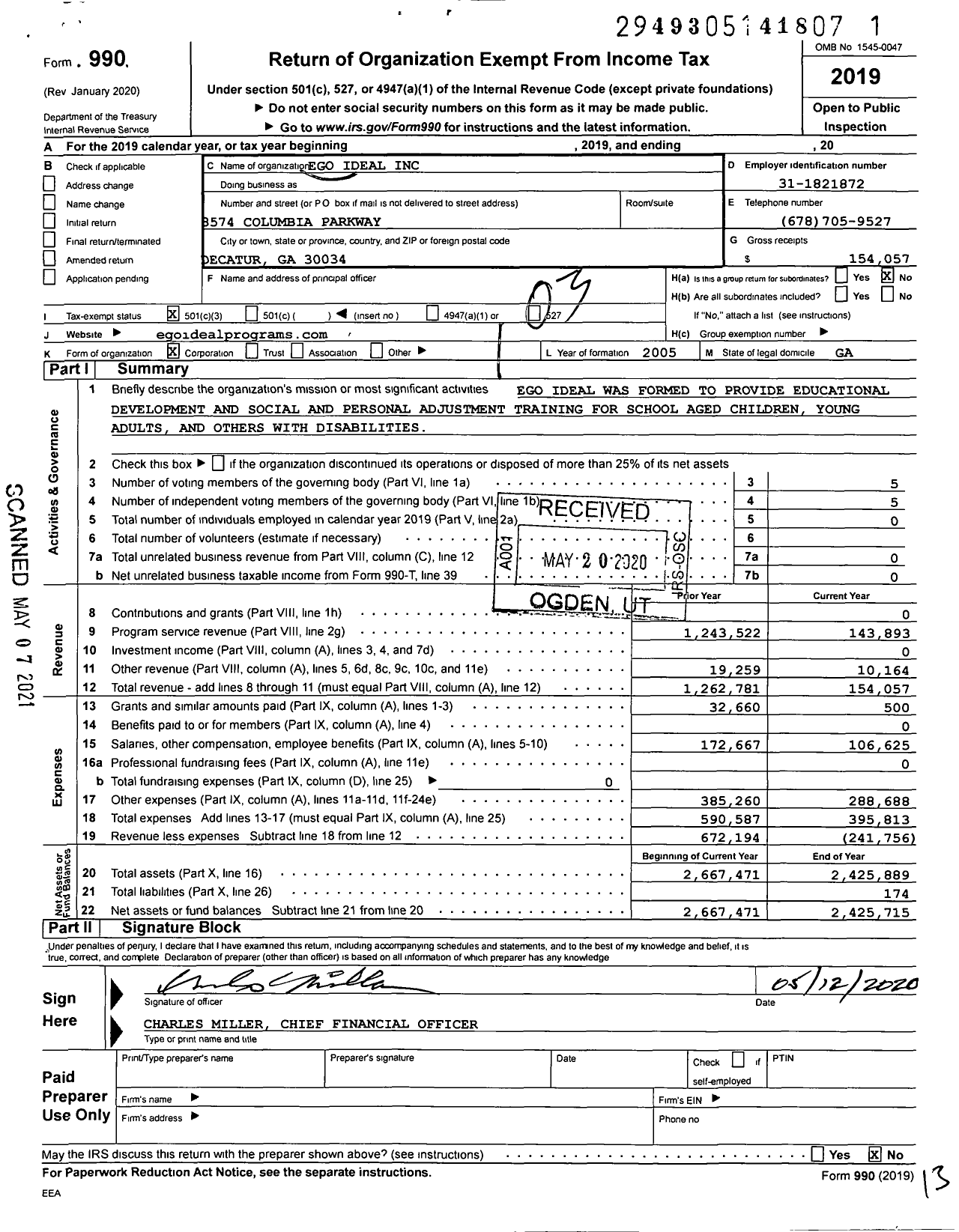 Image of first page of 2019 Form 990 for Ego Ideal