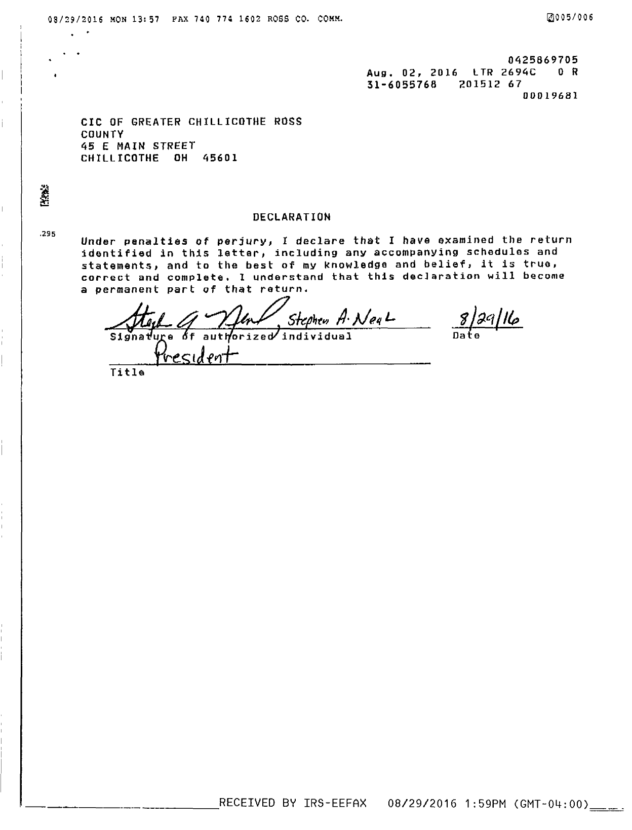 Image of first page of 2015 Form 990R for Ross County Community Improvement Corporation