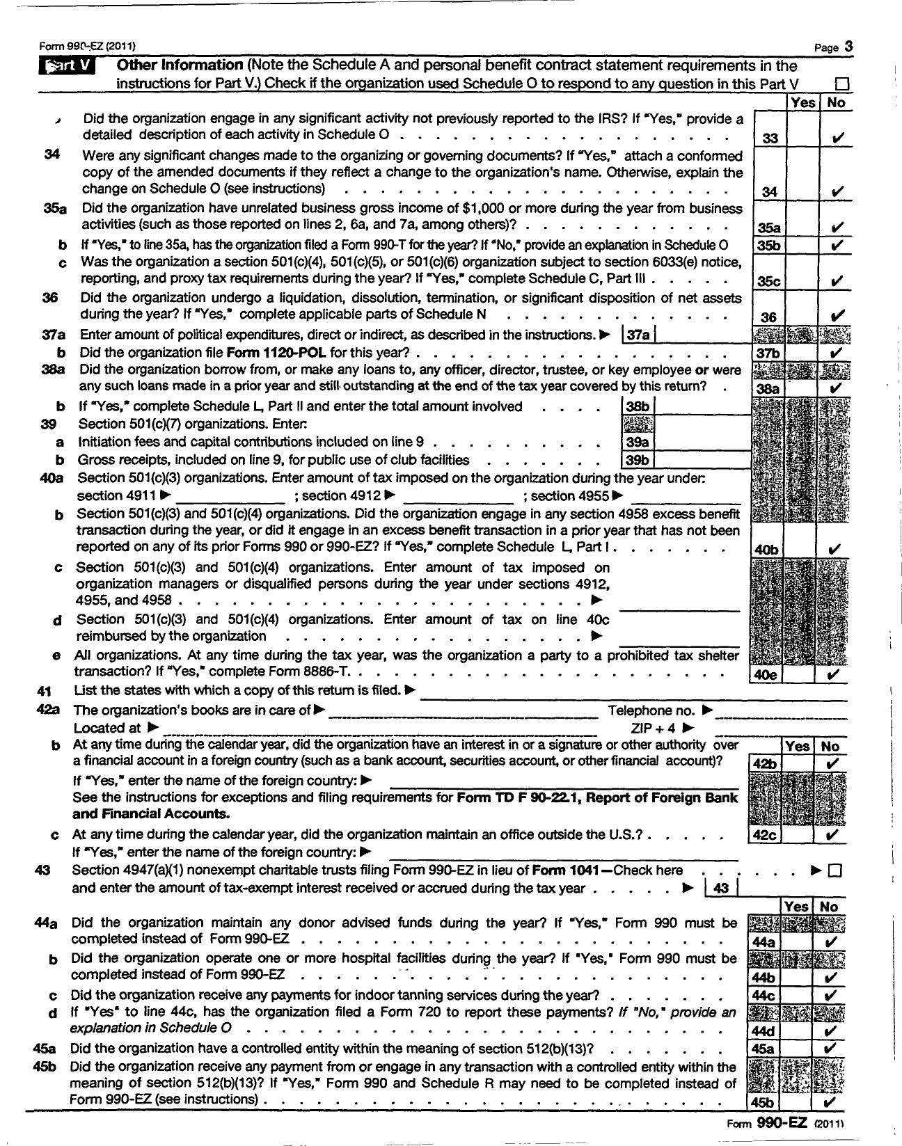 Image of first page of 2011 Form 990ER for Wellesley College Alumnae Association - 2004 Class