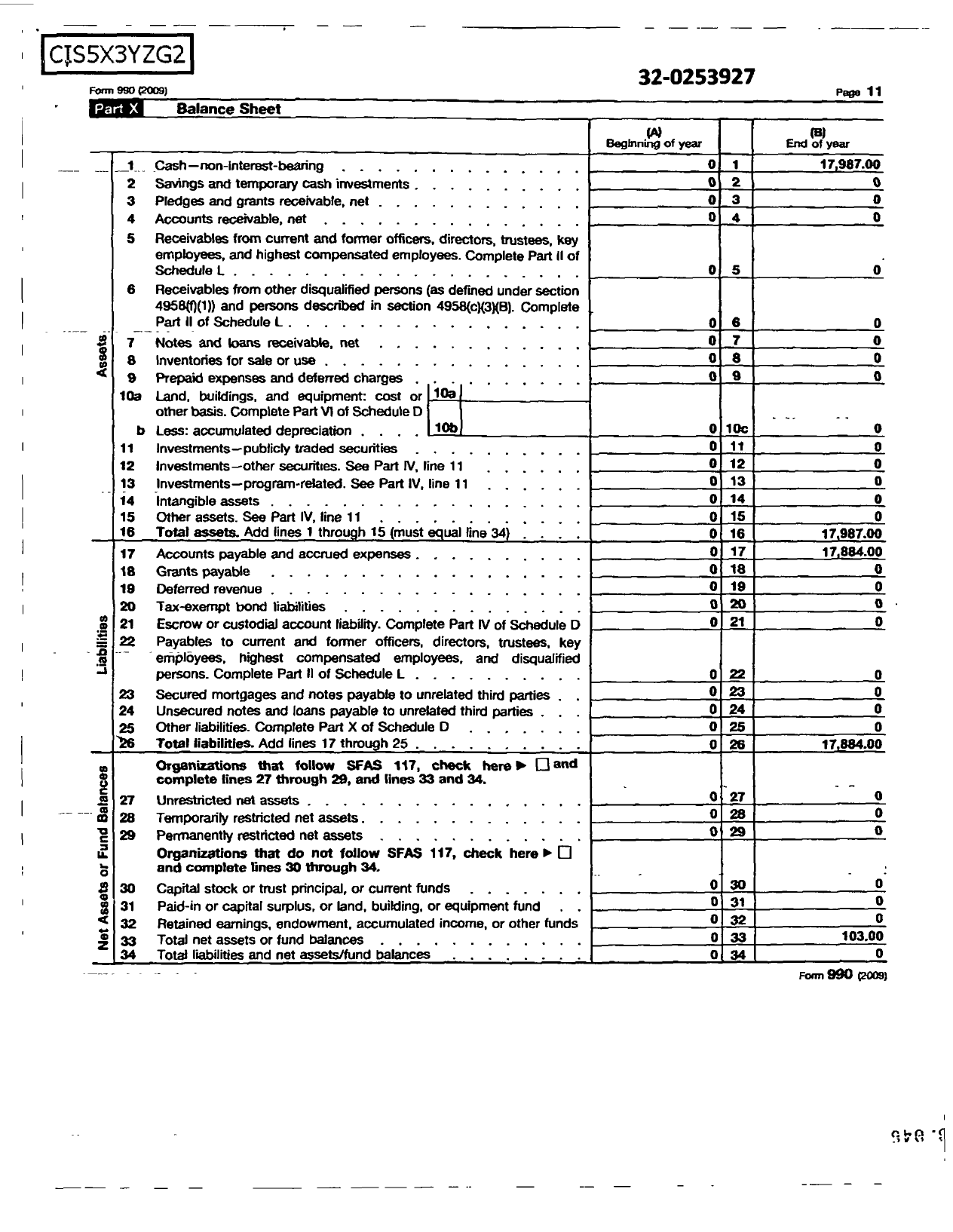 Image of first page of 2009 Form 990R for Iglesia Cristiana Pan de Vida