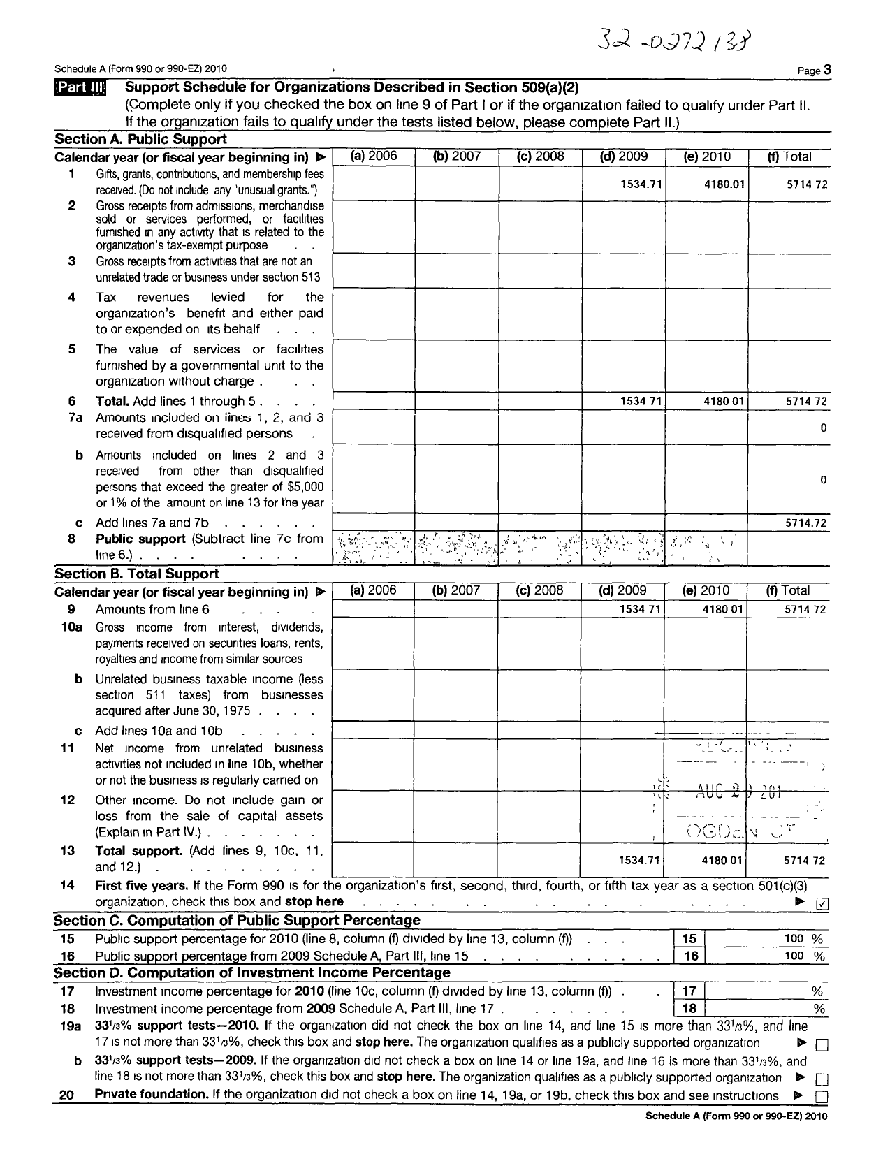 Image of first page of 2010 Form 990ER for South Carolinians for Alternatives To the Death Penalty