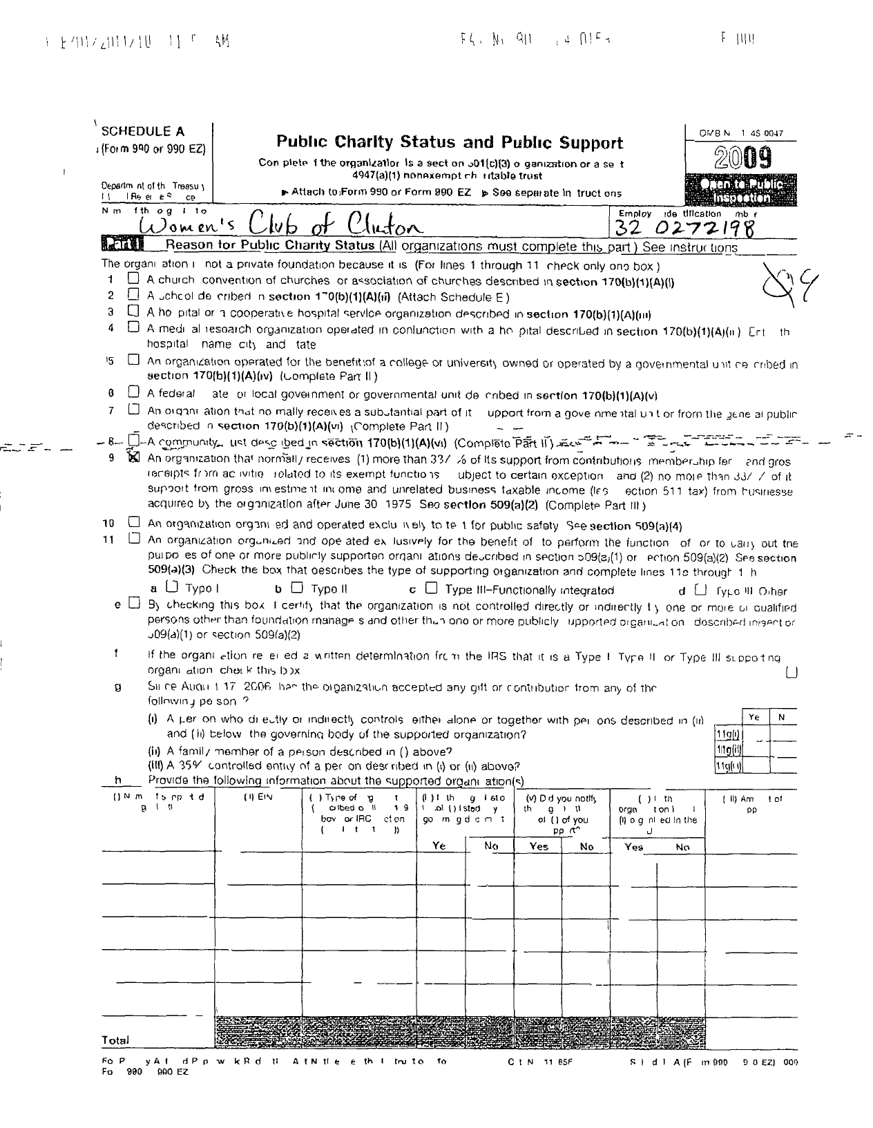 Image of first page of 2008 Form 990ER for New Jersey State Federation of Women's Clubs - Womans Club of Clinton