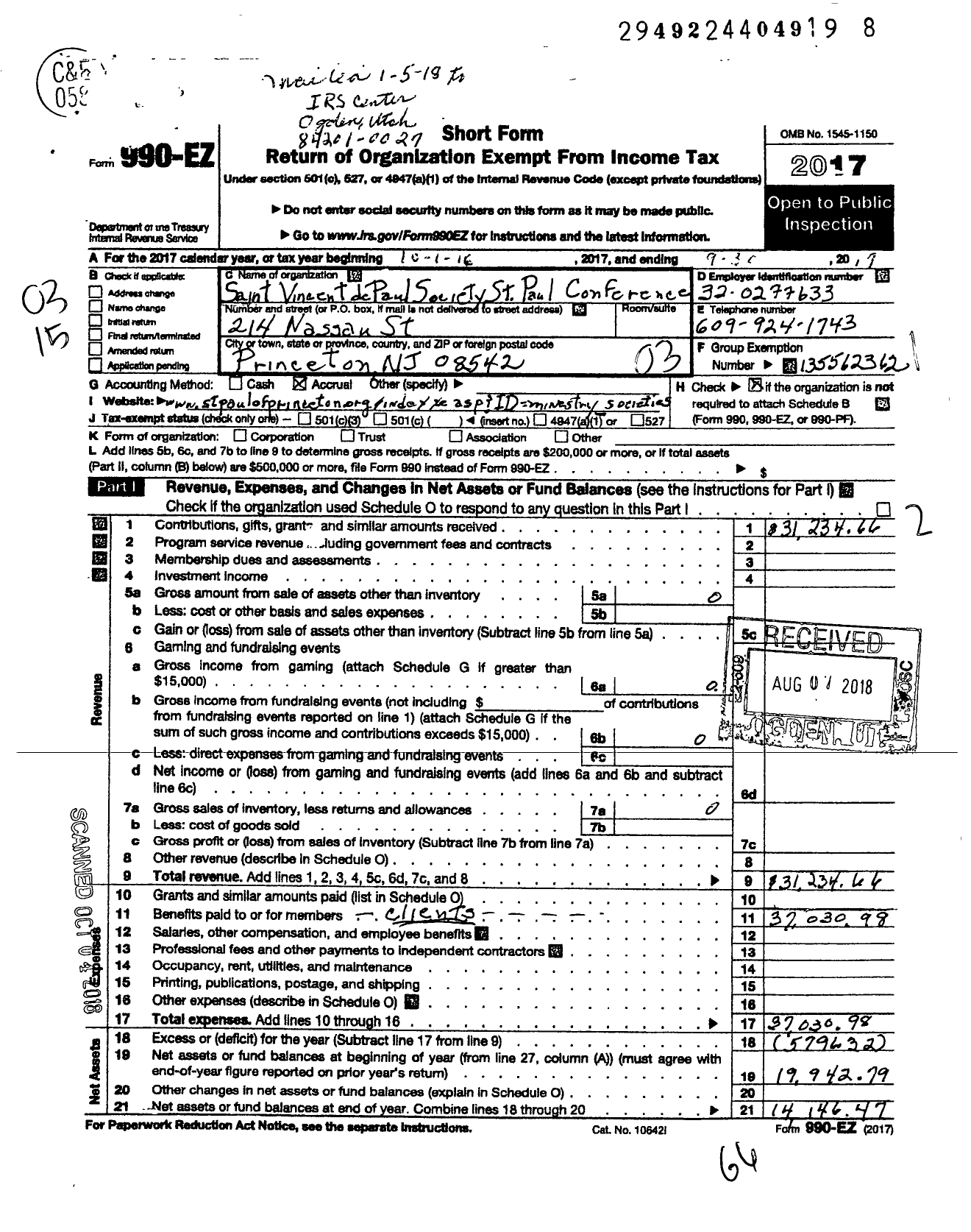 Image of first page of 2016 Form 990EZ for St Paul Conference