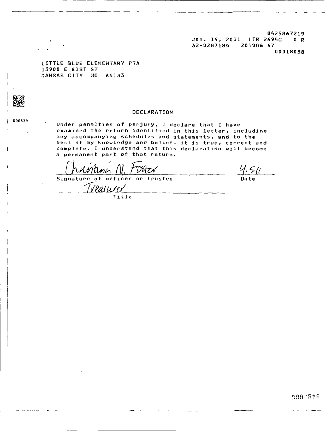 Image of first page of 2009 Form 990ER for PTA Missouri Congress / Little Blue PTA